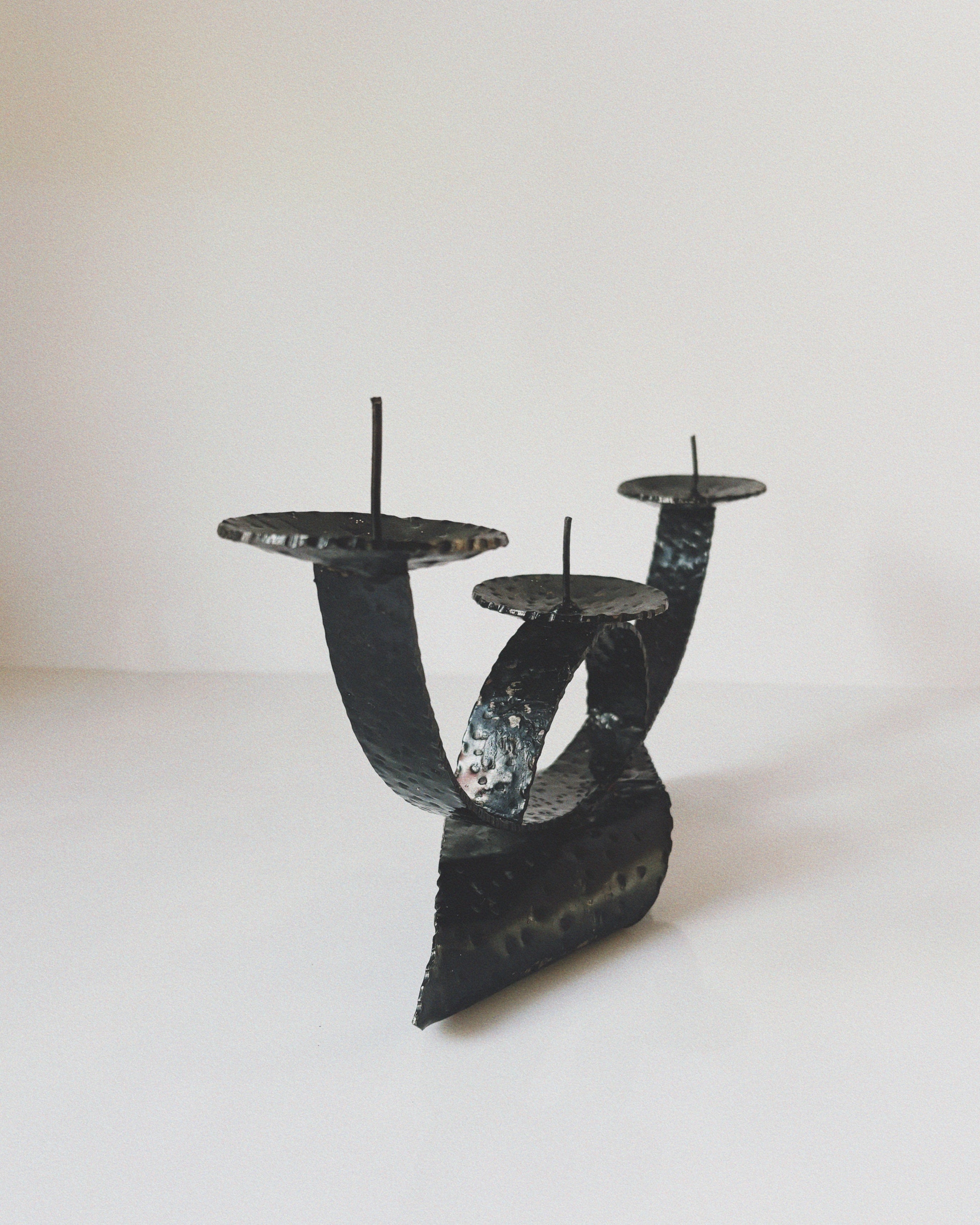 Bent Metal Mid Century Candlestick, Poland