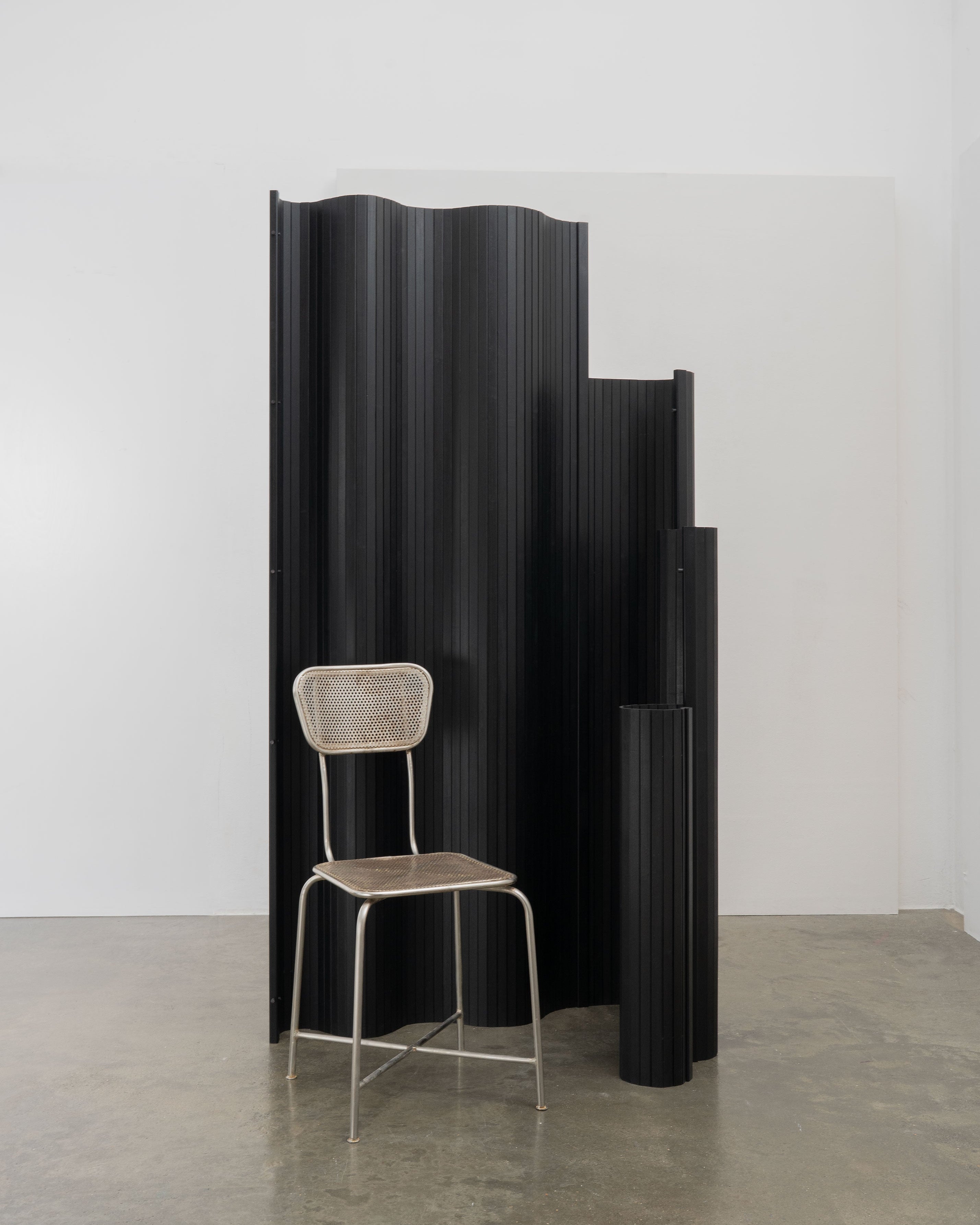 Sculptural Tambour Screen in Fumed Poplar by Tom Roberts | The Oblist — contemporary black wood design