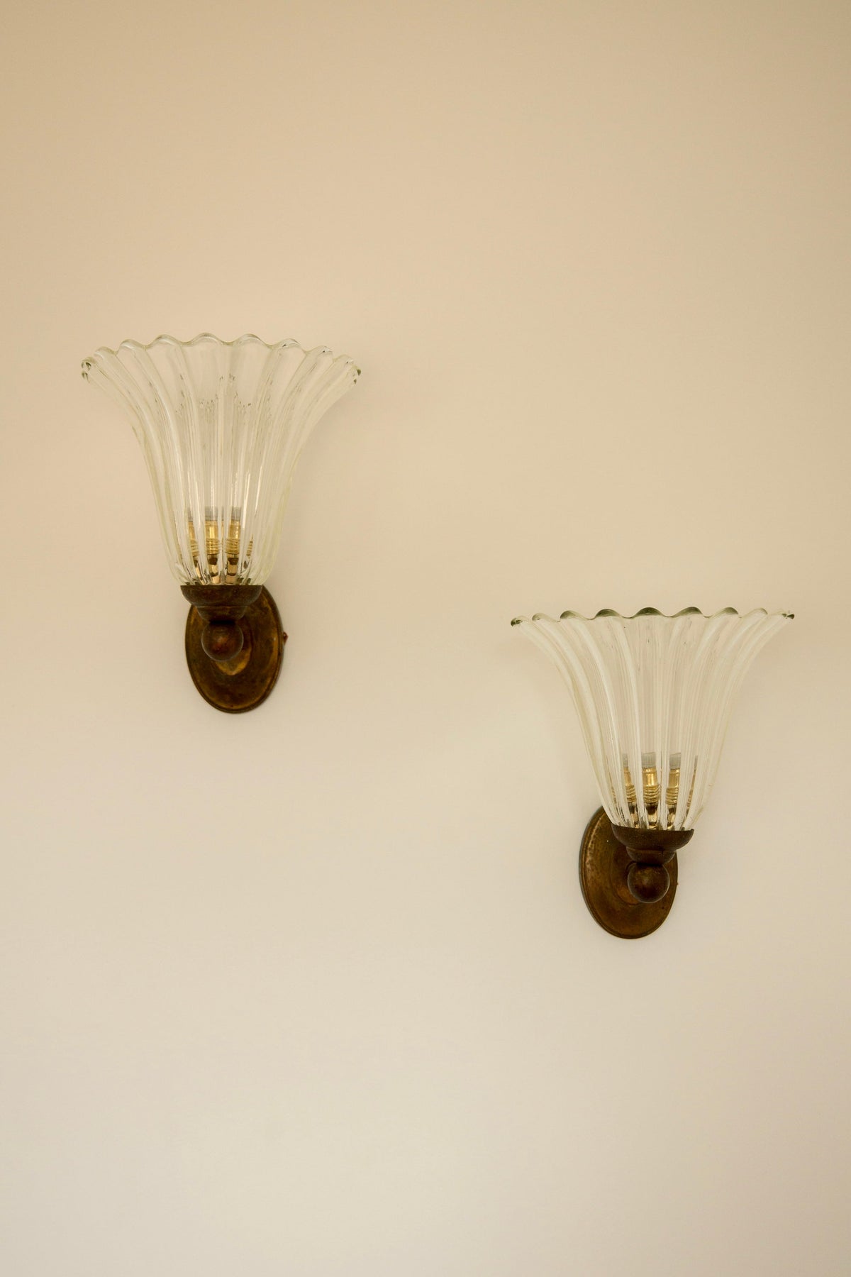 Pair of Mid-Century Italian Murano Wall Lights — side angle