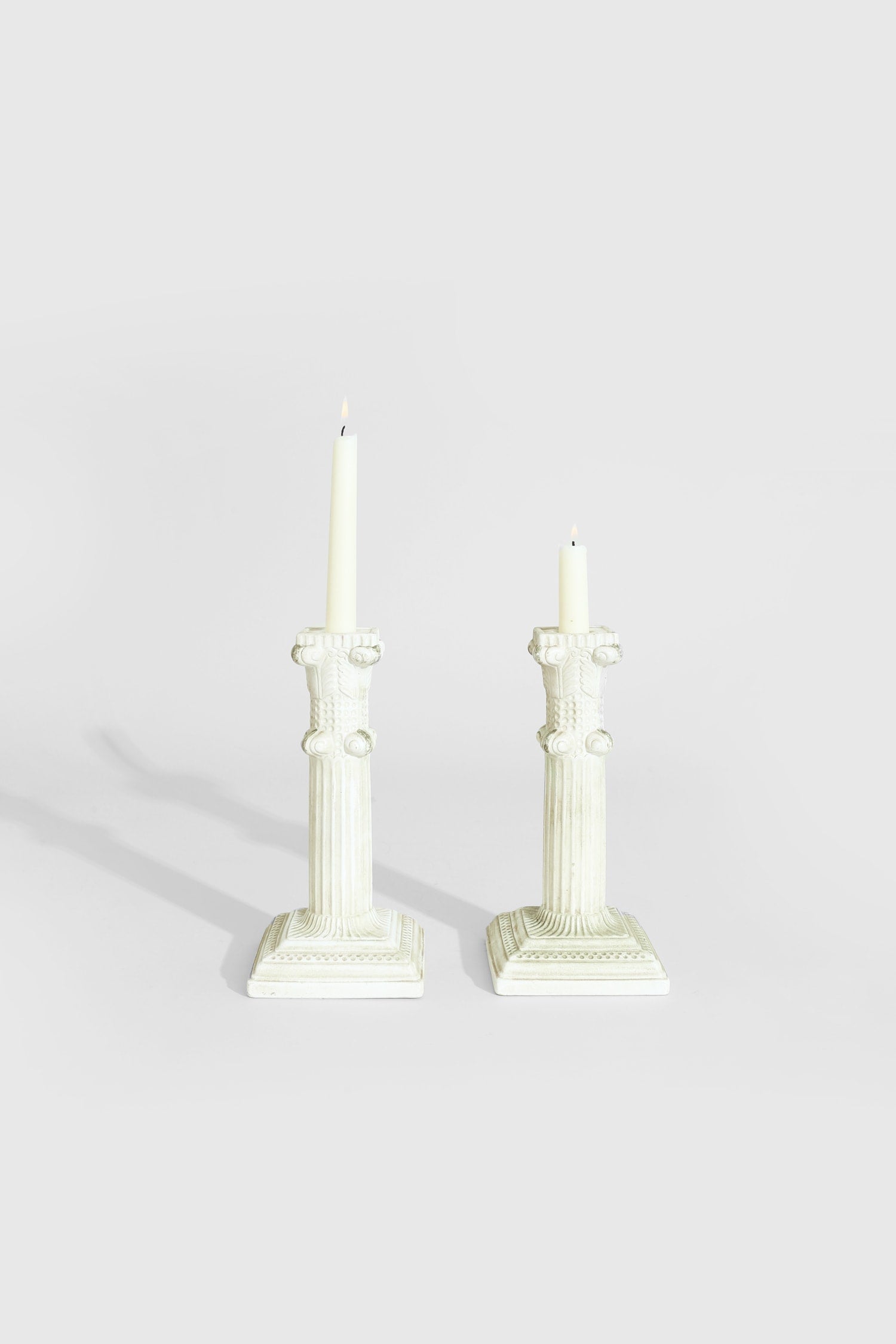 Neoclassical Ceramic Candleholders by Villa | The Oblist