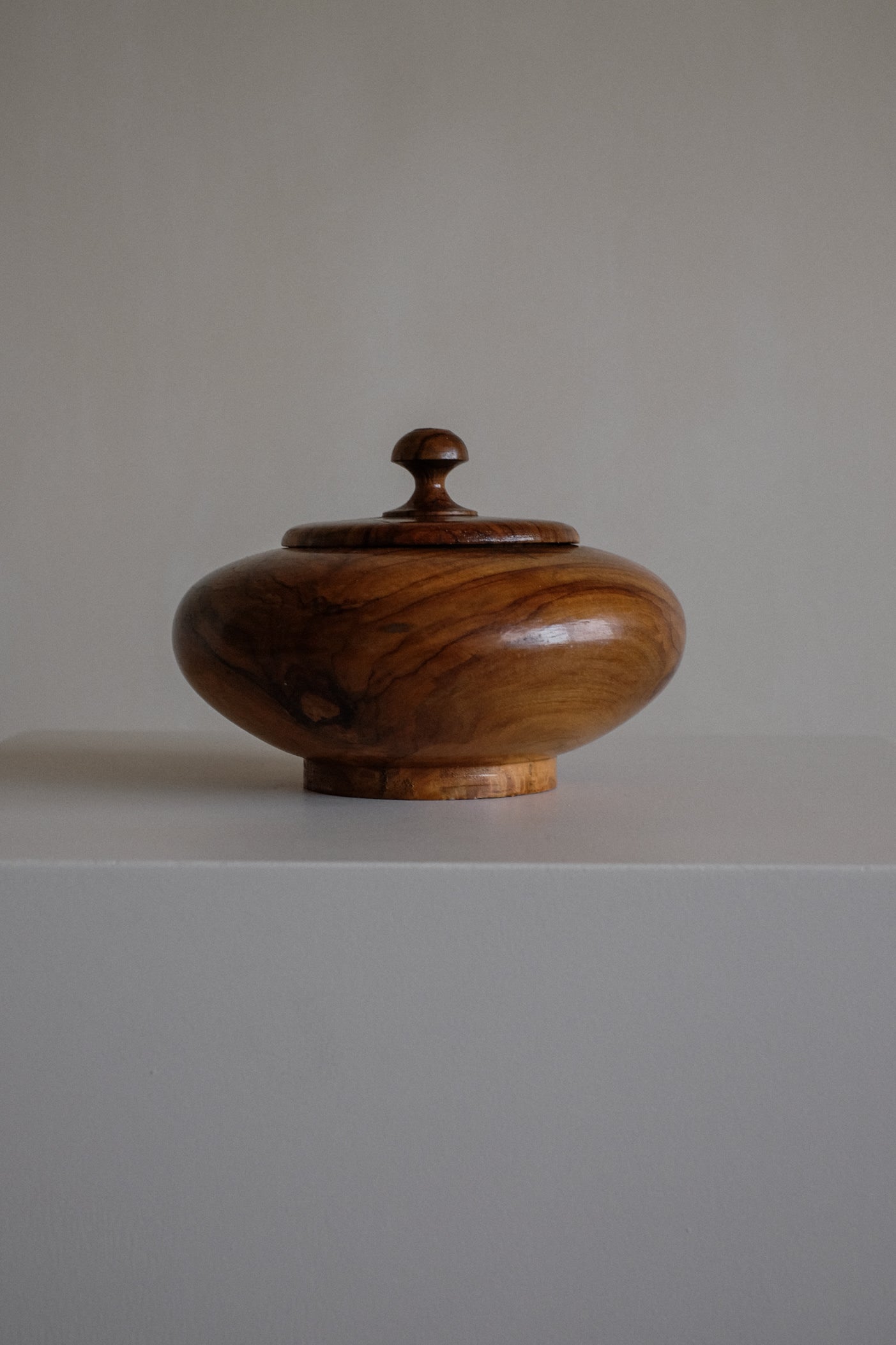 Handcrafted Wooden Lidded Bowl — detail view