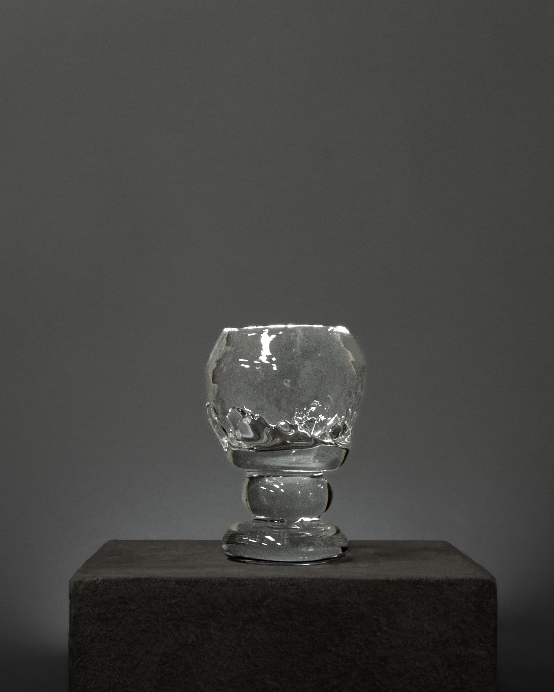 Organic Shaped Footed Table Glass by Szkło Studio | The Oblist — clear glass, handcrafted design