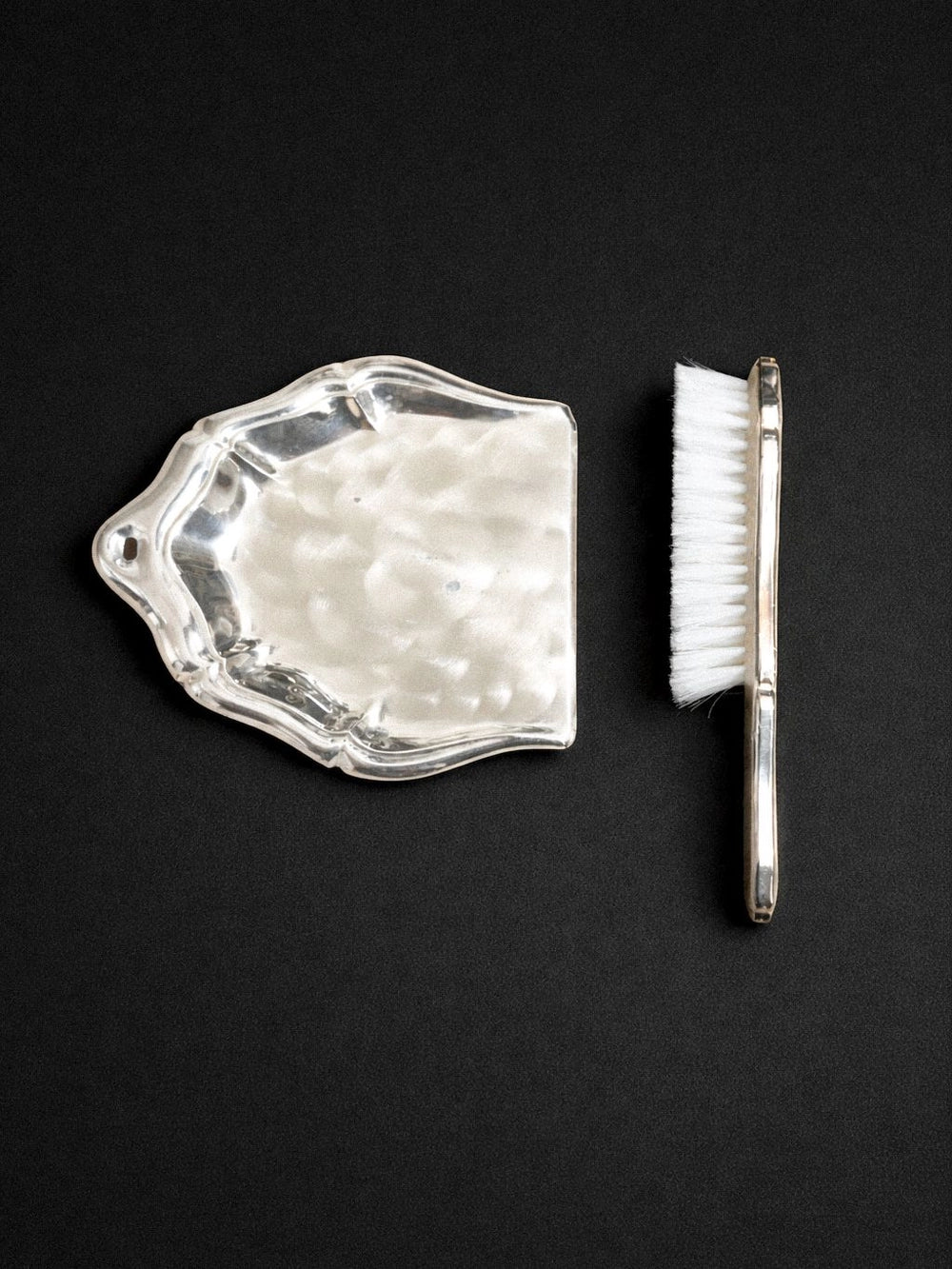 60s Vintage Silver-plated Brass Table Crumb Set — lifestyle setting