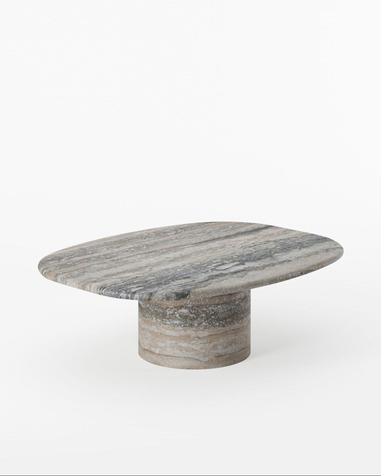Circa Coffee Table in Silver Travertine — lifestyle setting