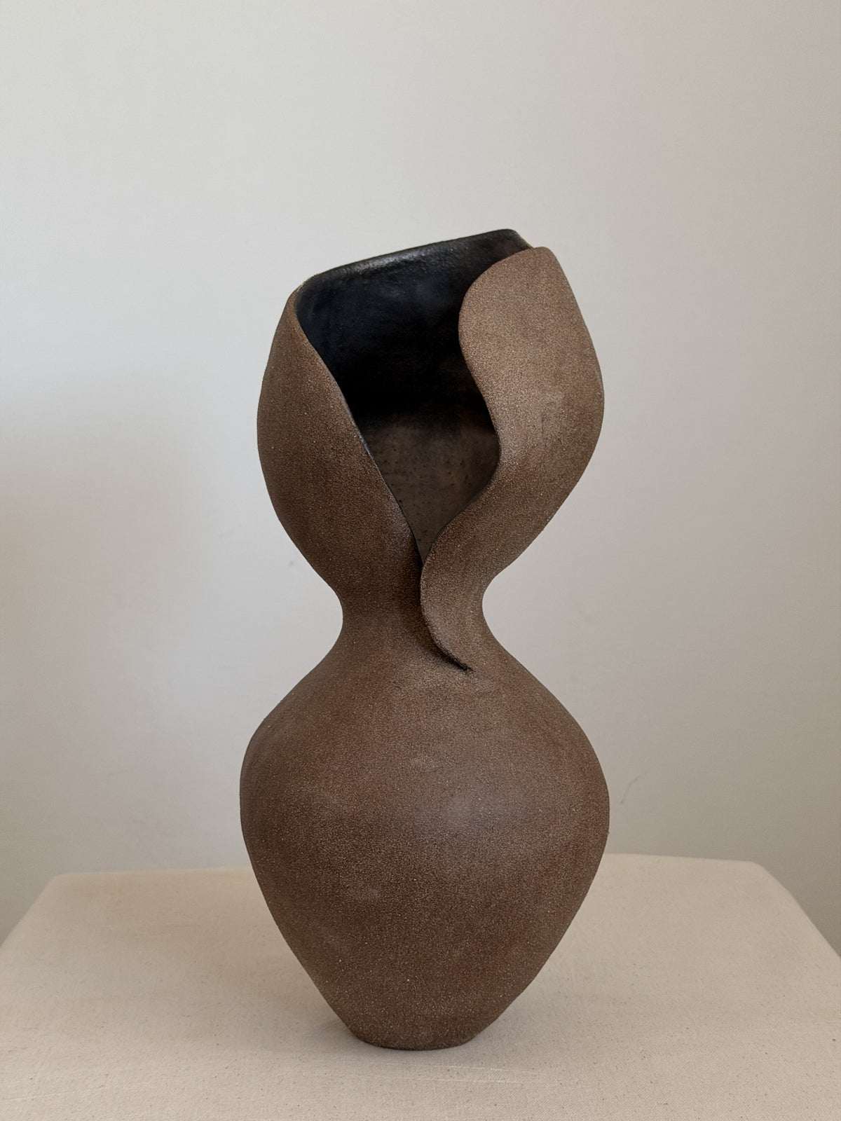 Sculptural Vase in Ceramic | Japandi Style Ceramic Sculpture — side angle