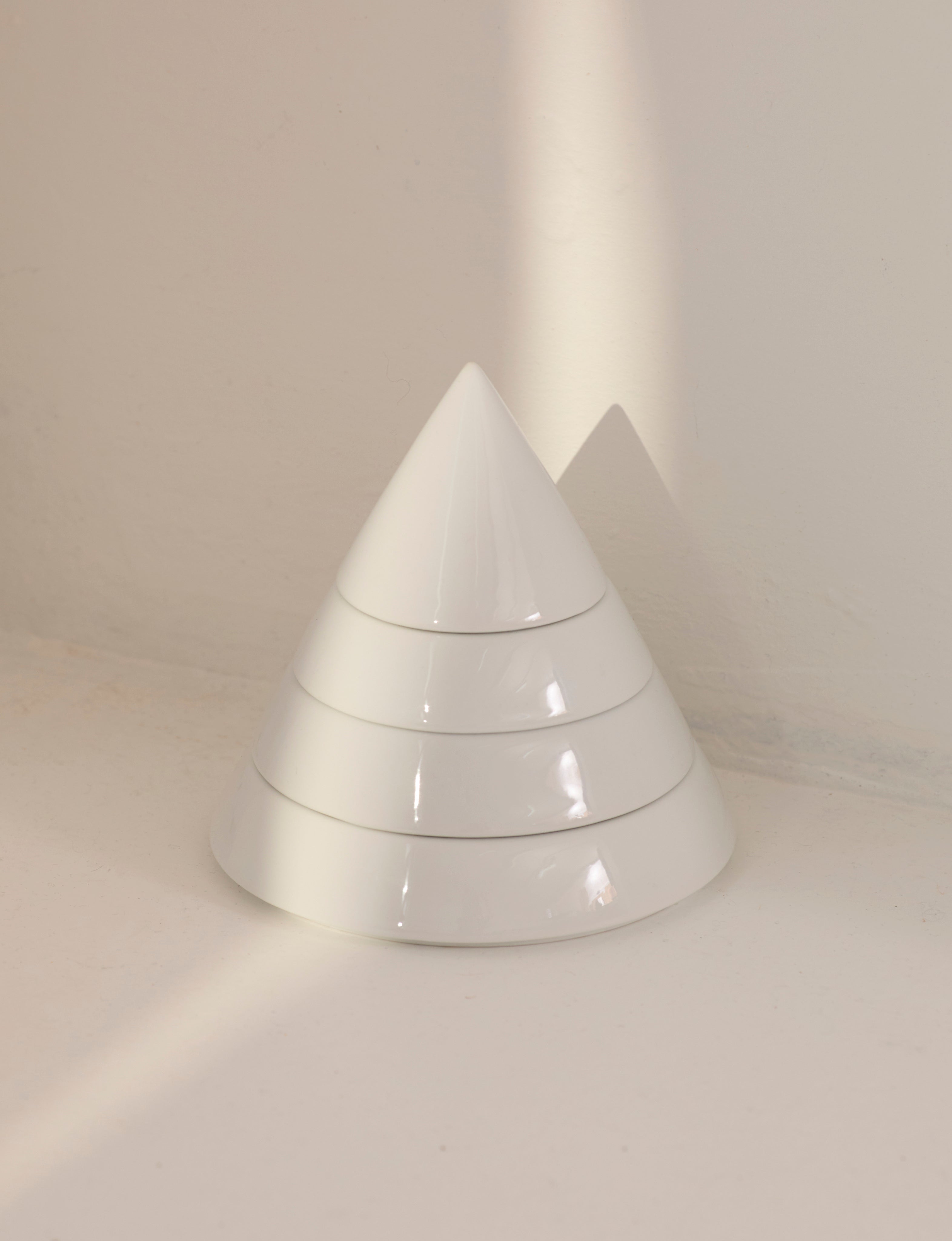 Pyramid Multi-Layer Organizer Box / Ashtray in Ceramic by DIG IN JAPAN | The Oblist — white ceramic, modern design