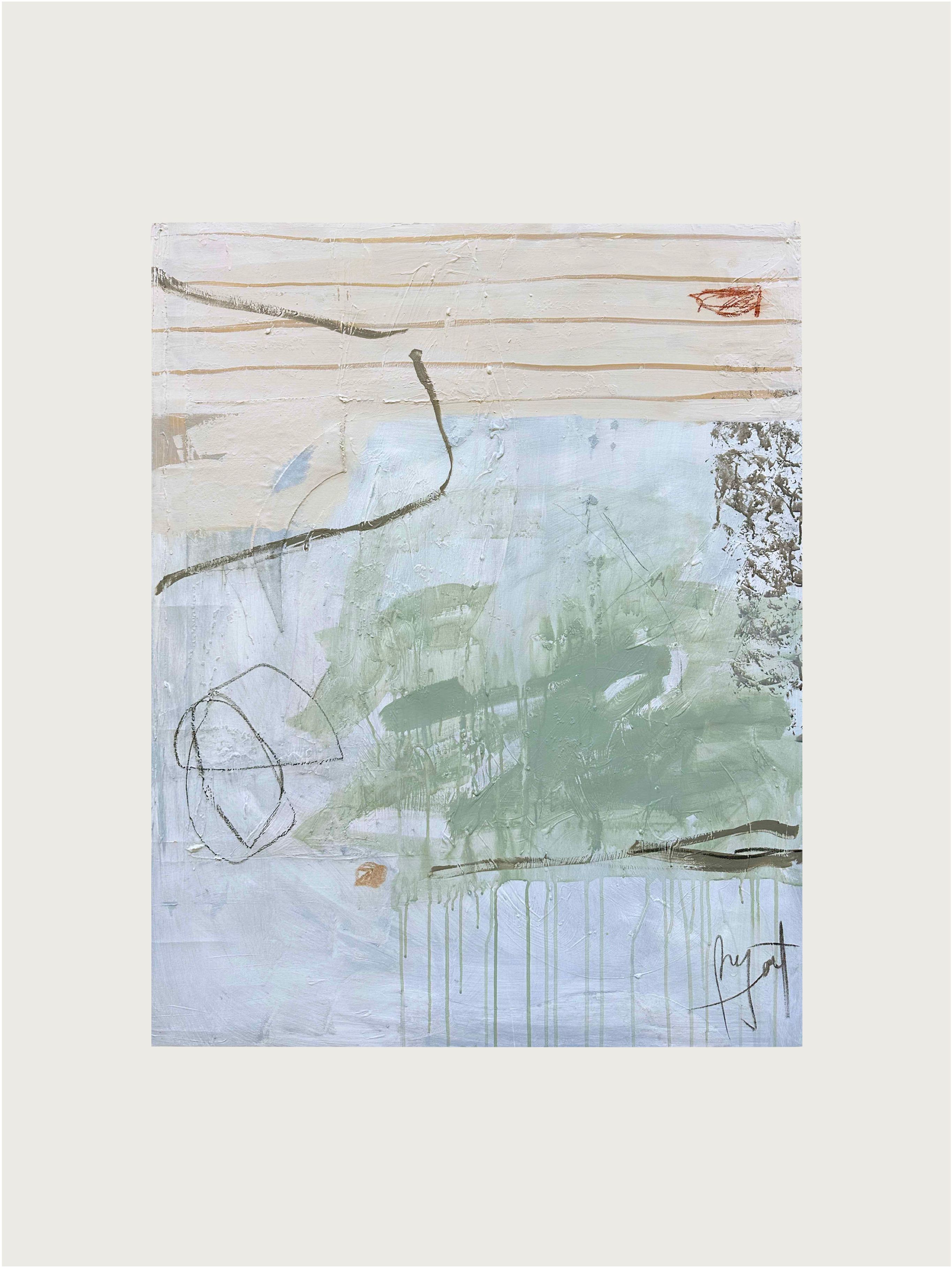 Lejanías' Painting by Paula Piquet | The Oblist — abstract green tones, contemporary art