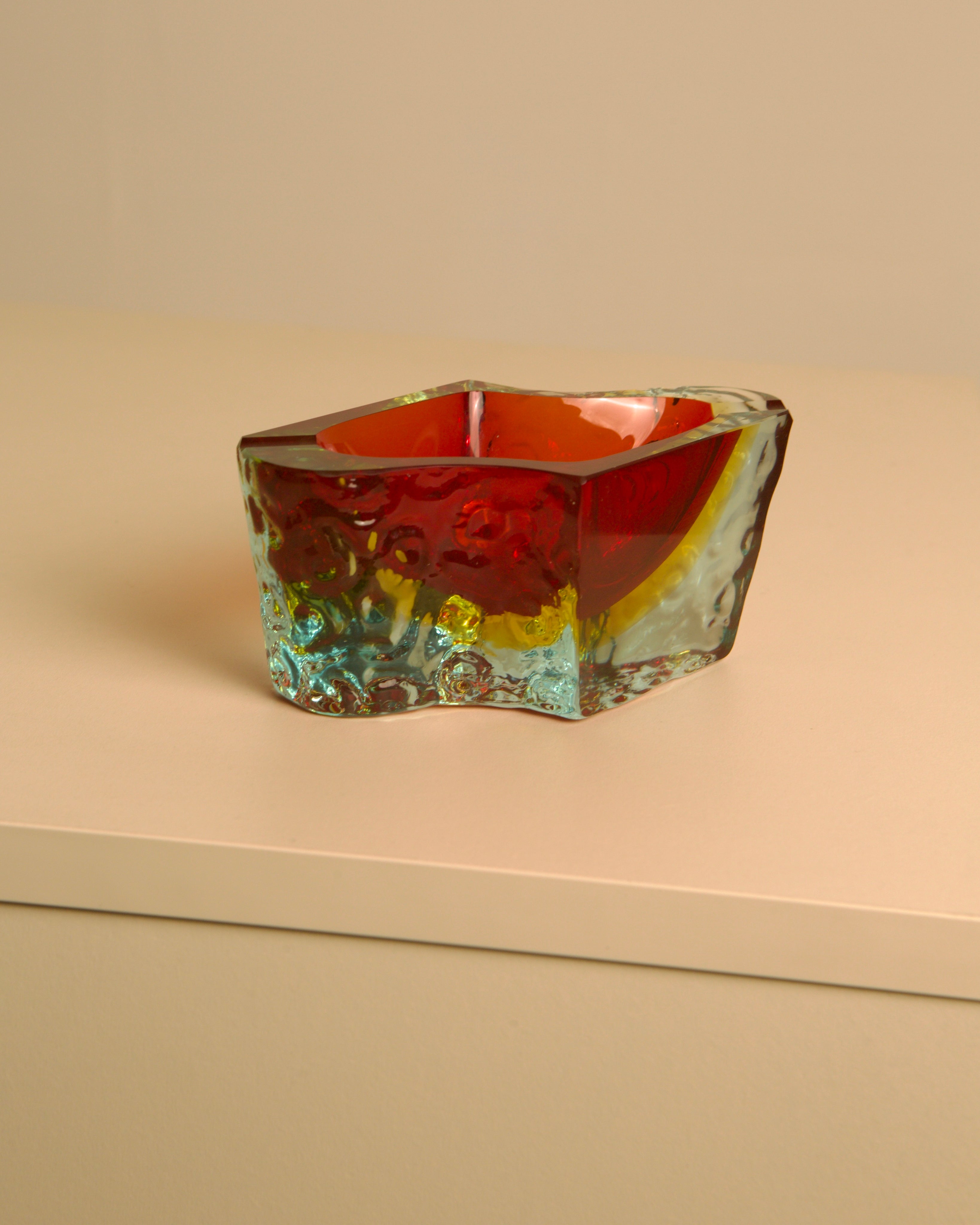 Wave ashtray in Red Murano Glass by Flavio Poli | The Oblist — vintage artisan design