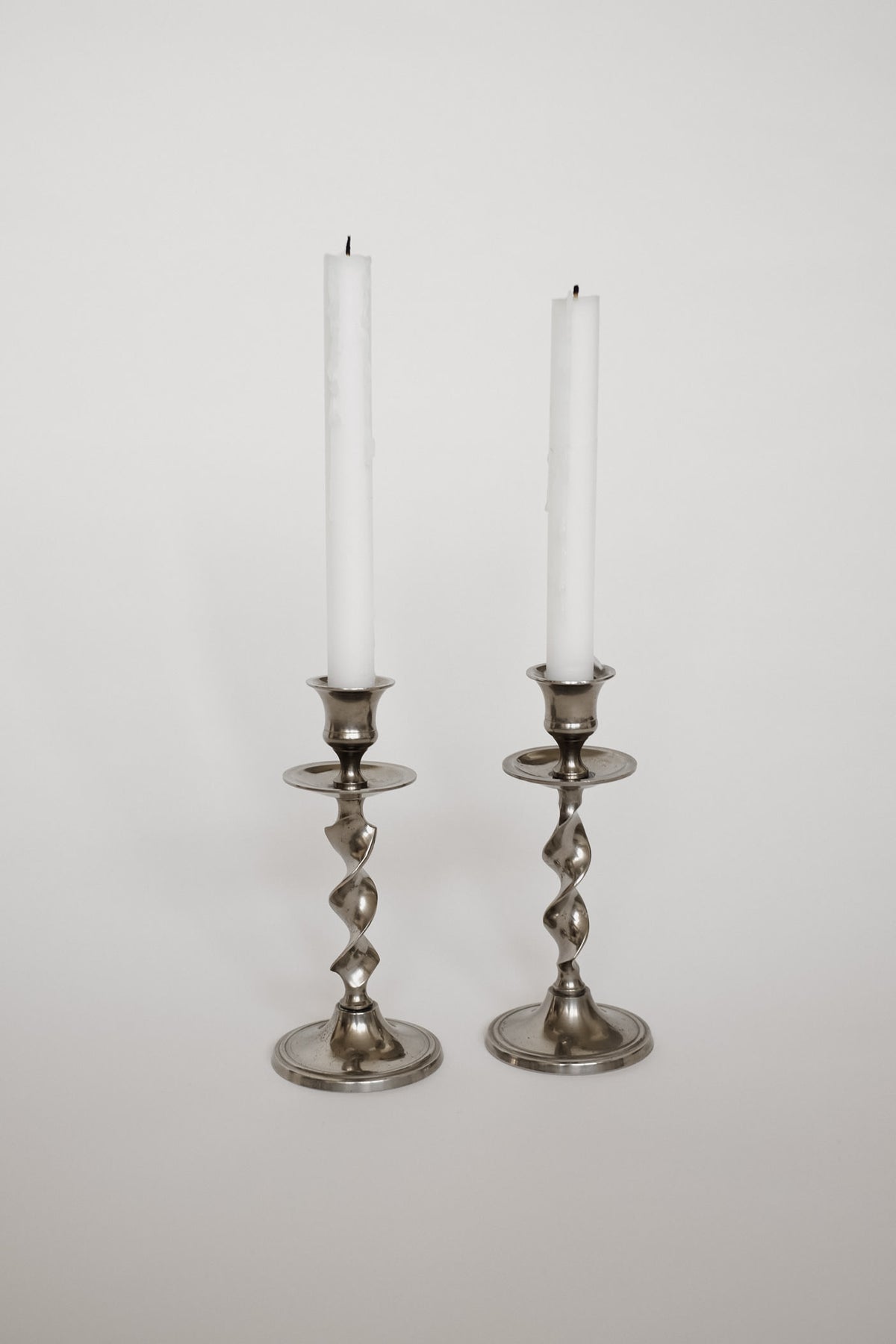 Set of 2 Elegant Vintage Twisted Candlesticks — lifestyle setting