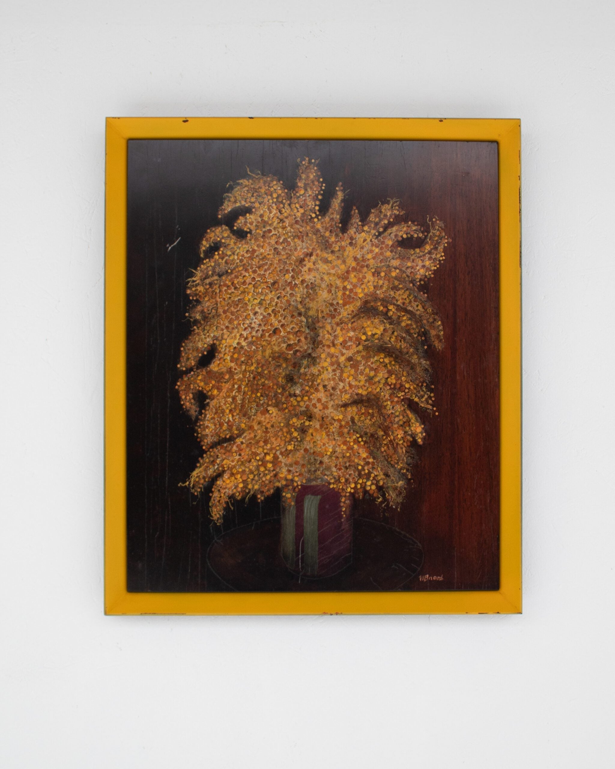 Michel Briard Floral Composition Painting in Yellow Frame by Malata Antwerp | The Oblist