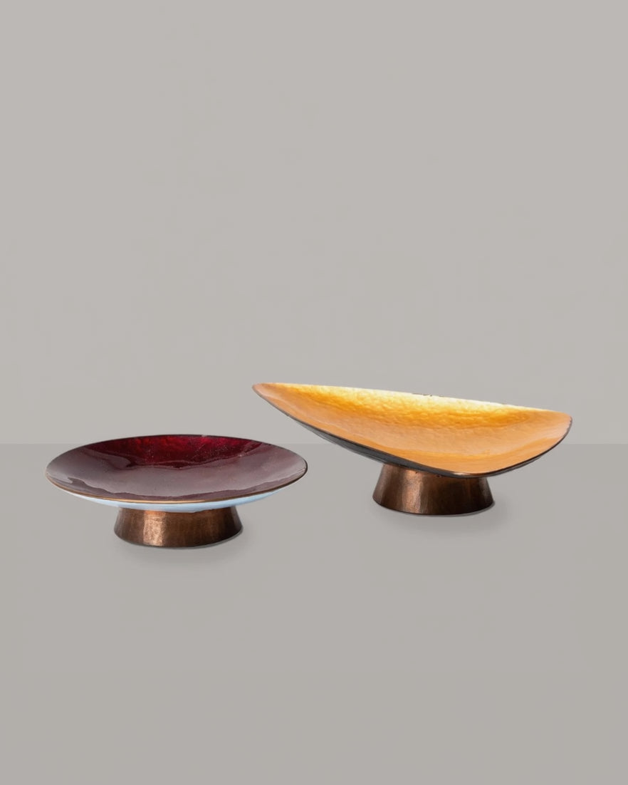 Pair of Coloured Enamelled Copper Dishes by RELIC LONDON | The Oblist
