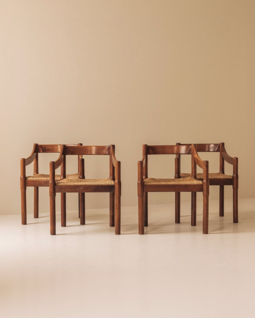 Set of four Carimate chairs by Vico Magistretti for Cassina, Italy 1970s. by Modern Living | The Oblist