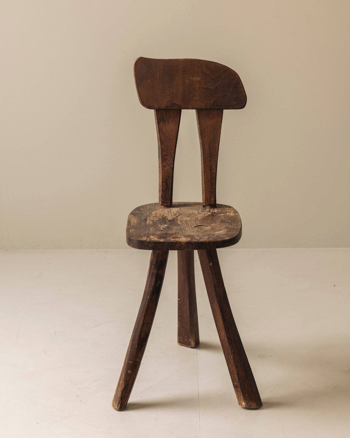 Primitive French Oak Tripod Chair, Mid-20th Century — view 9