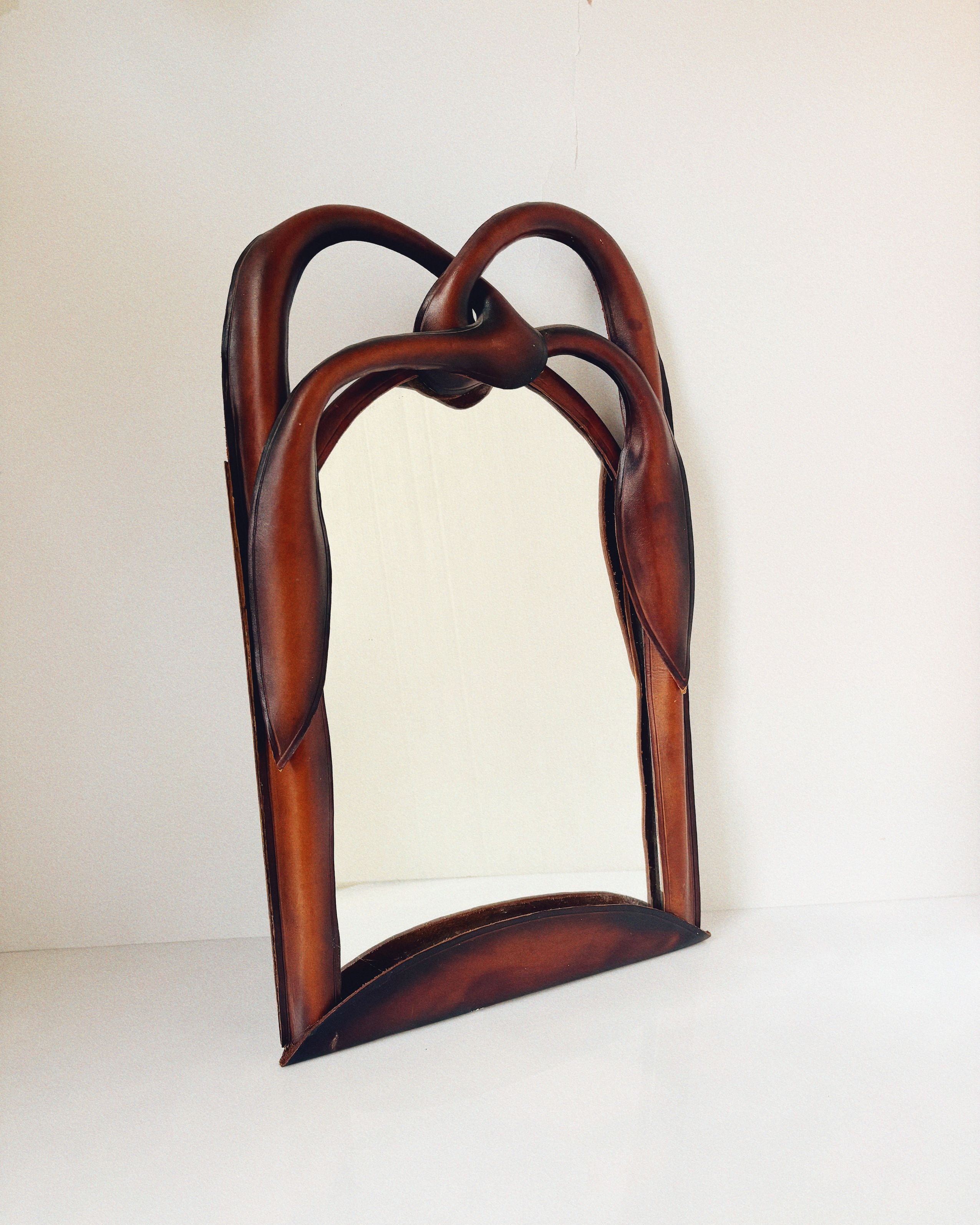 Artist Mirror with Leather Knot Frame, Poland
