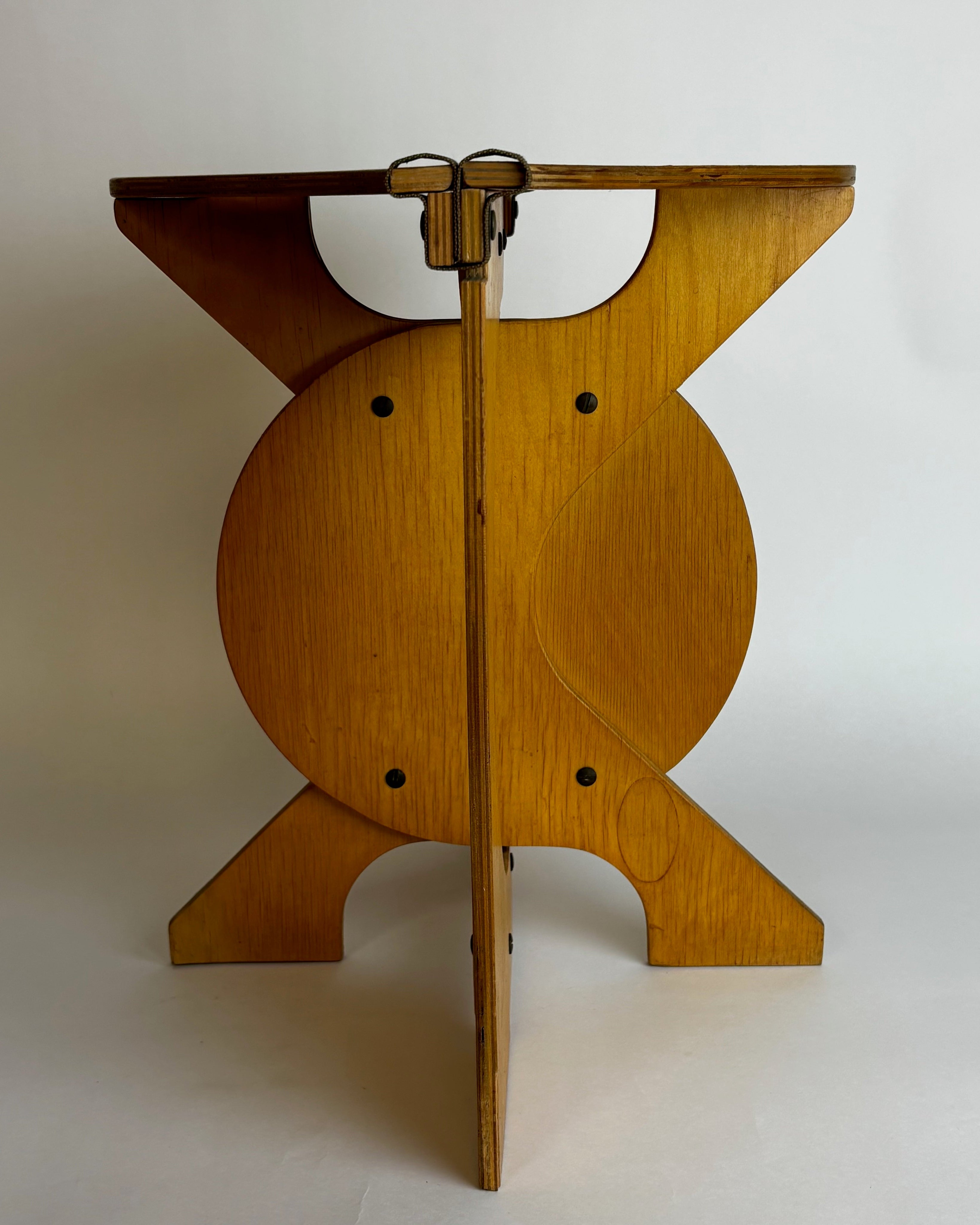 Plywood Collapsible Stool By Barry Simson — side angle