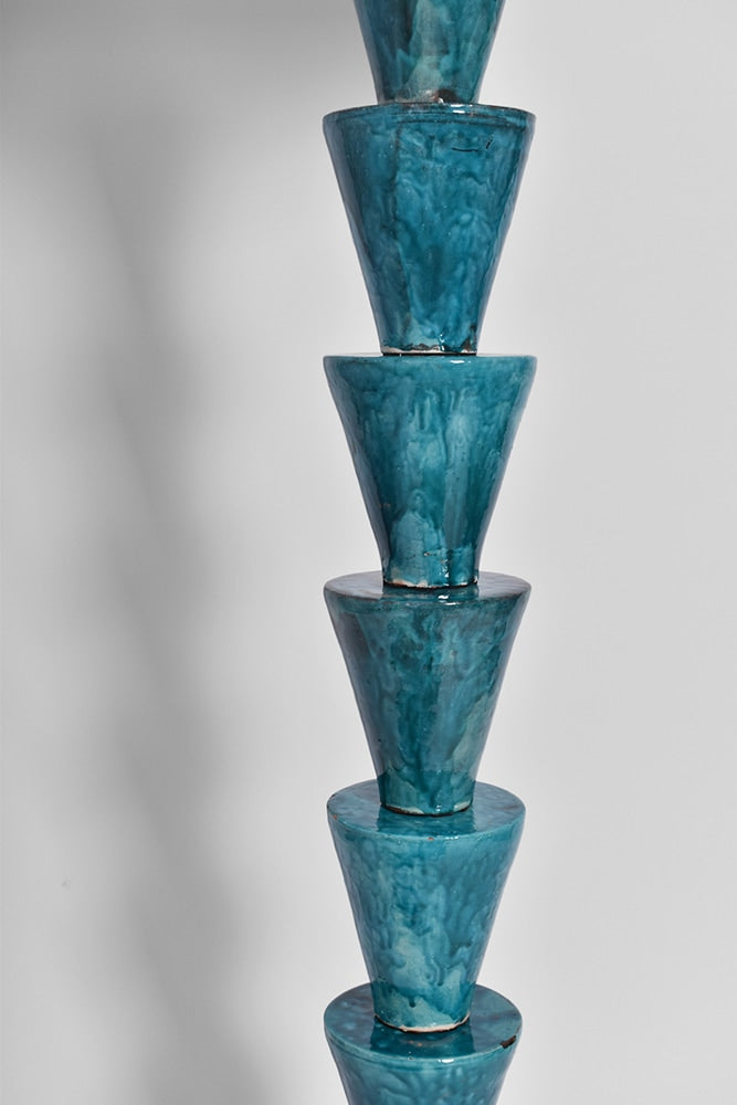 Nizwa Floor Lamp — top view of stacked turquoise ceramic shades