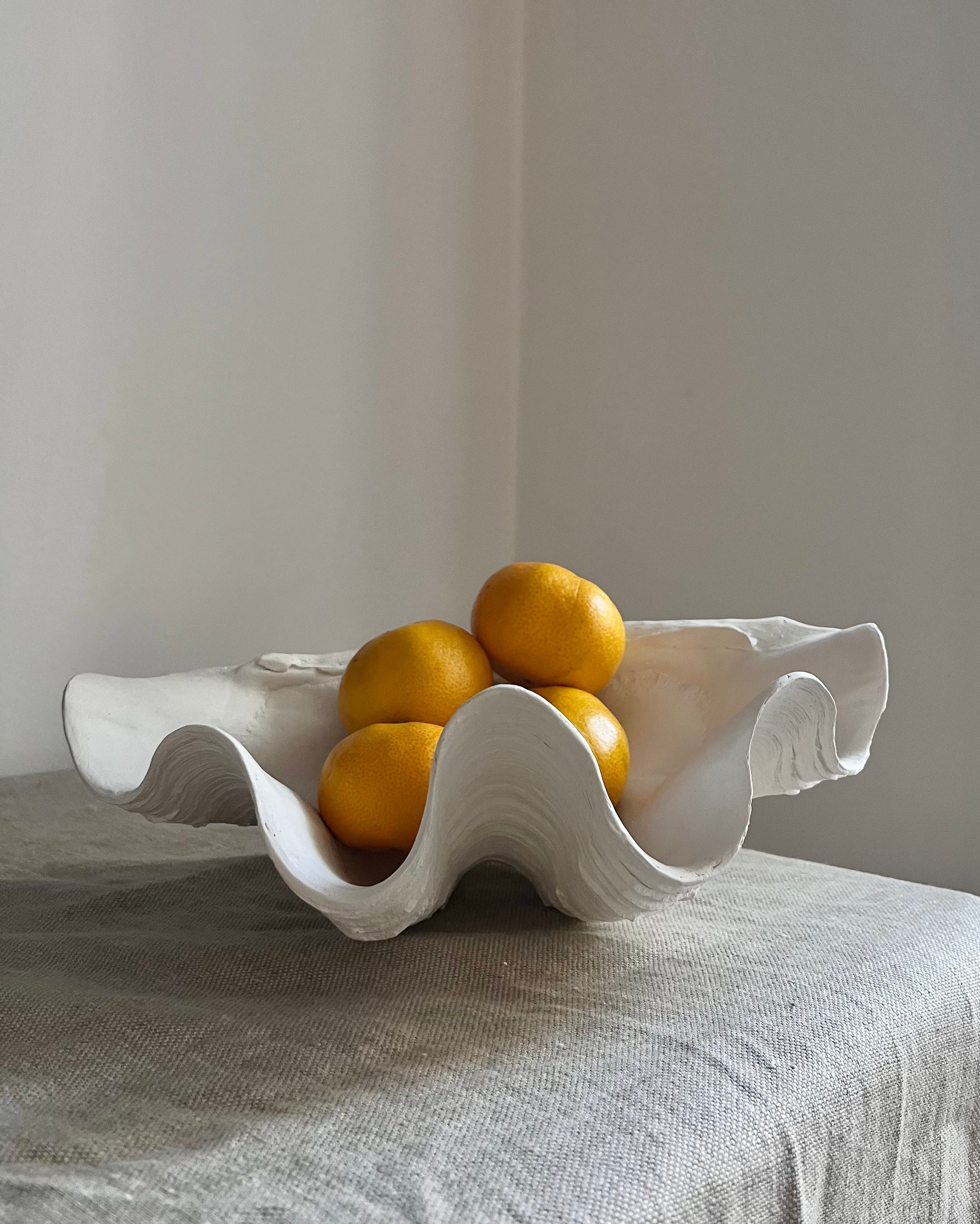 Clam Shell Bowl - Handmade Plaster Sculpture