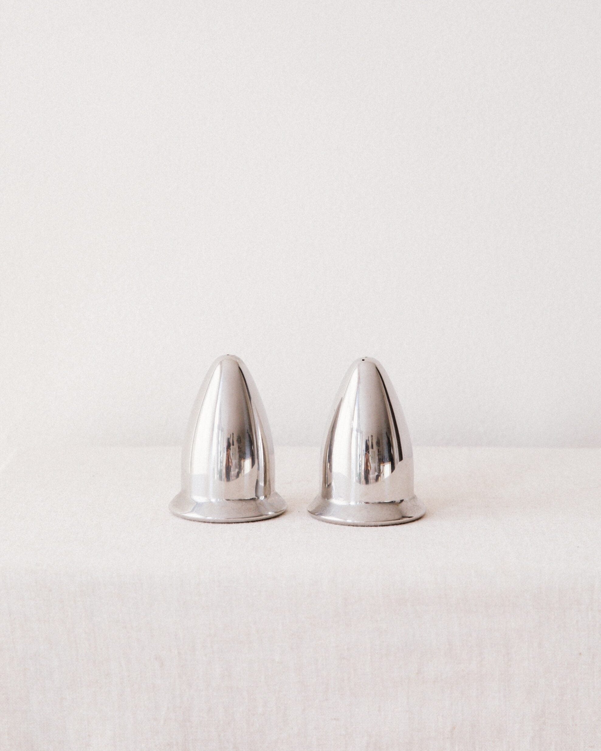 Chrome Salt & Pepper Shakers by Arcā Collections | The Oblist — polished metal finish