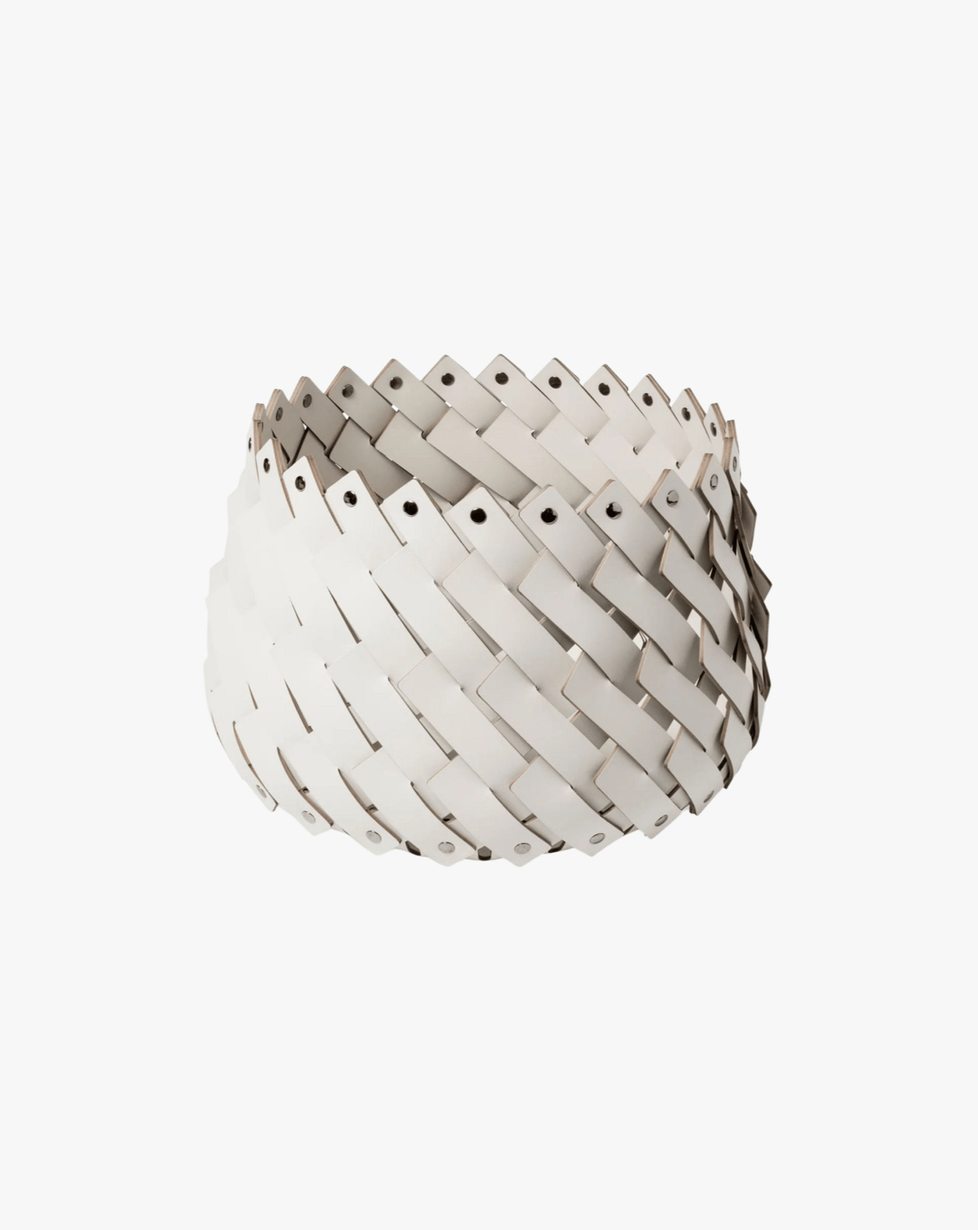 Baskets Almeria Small Basket Ø 40XH27 cm Regenerated Leather White Pinetti