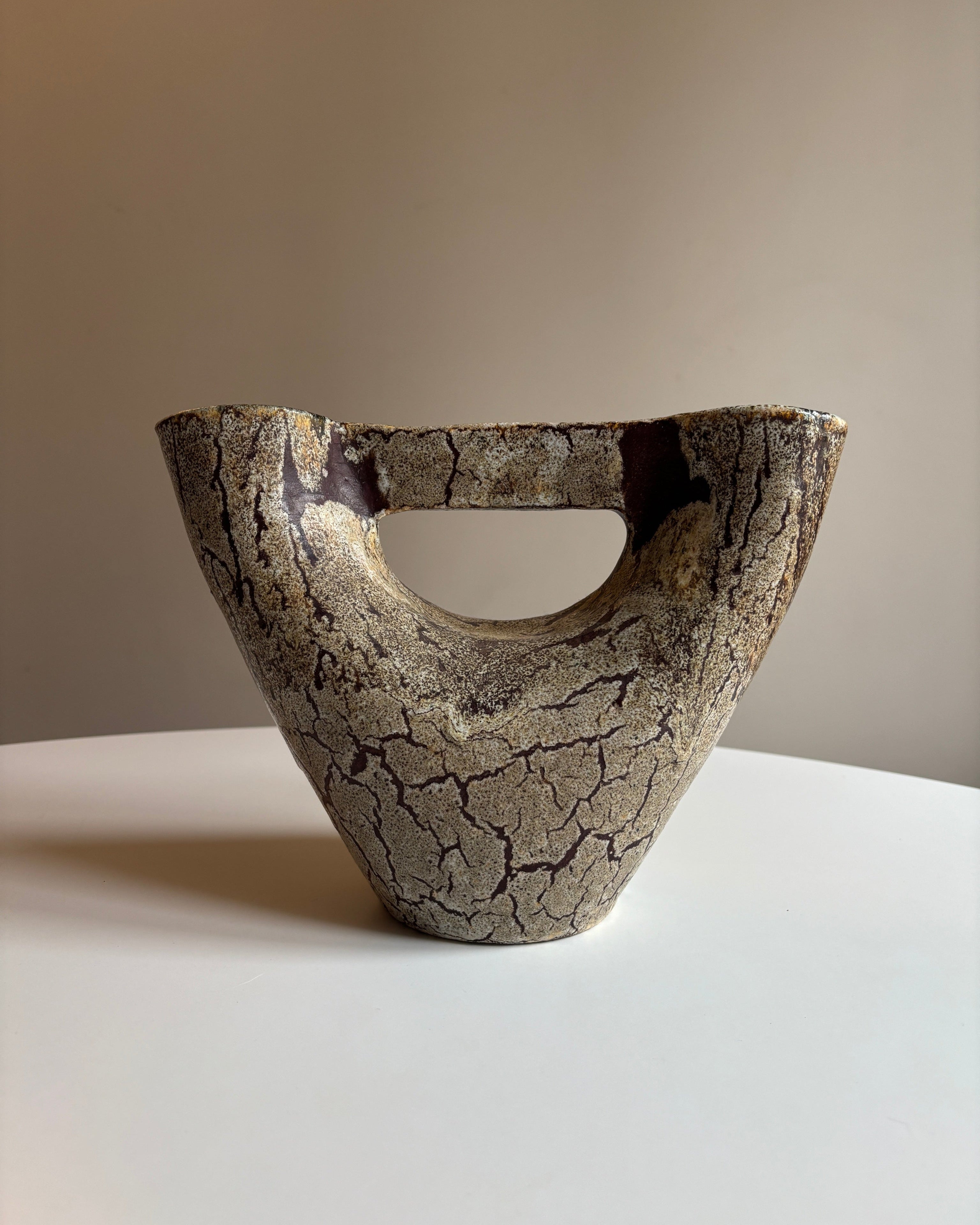 Brutalist Sculptural Ceramic Vase by Accolay | The Oblist — handcrafted ceramic, burgundy color