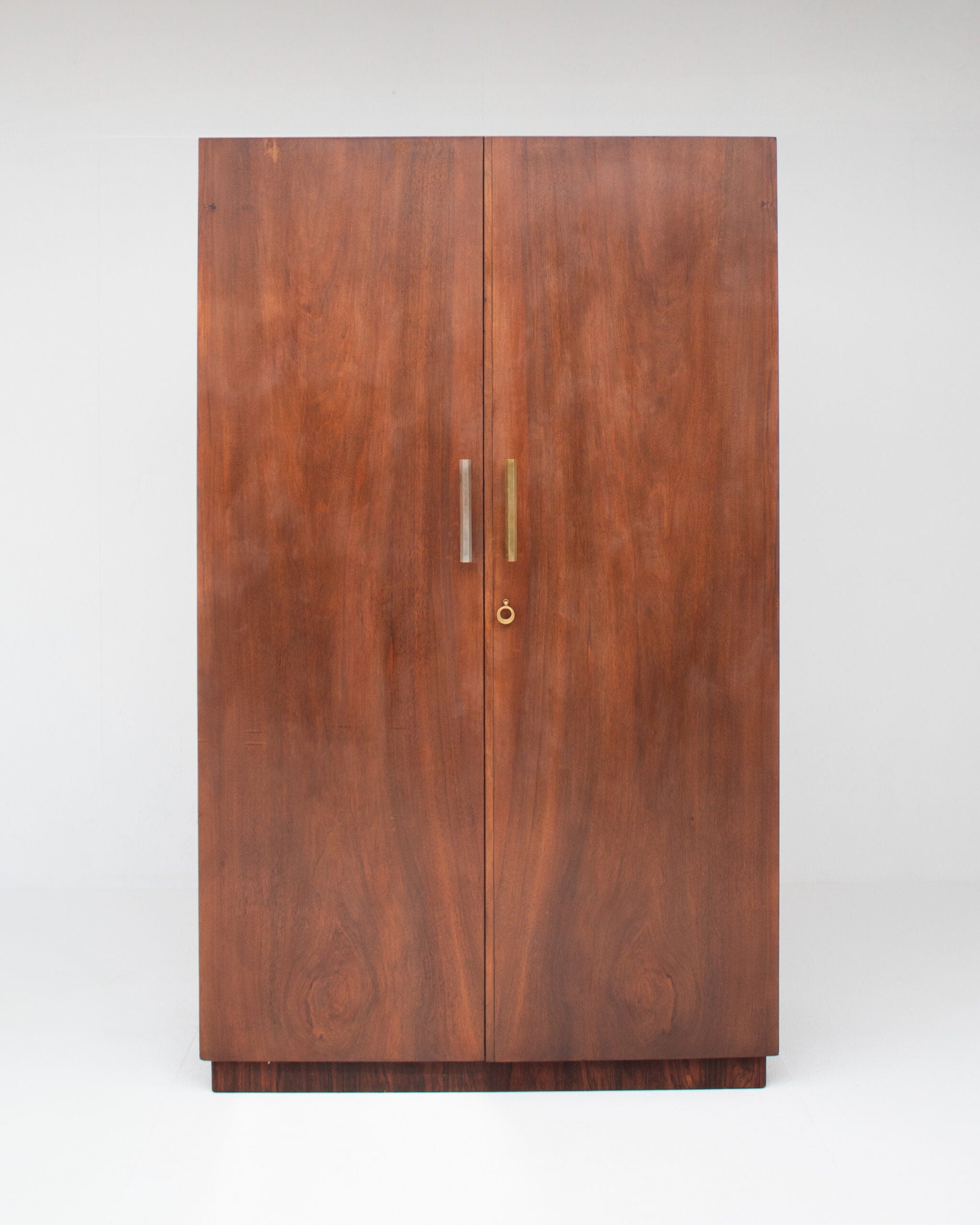 Mid-Century Walnut Wardrobe with Brass Handles by Malata Antwerp | The Oblist