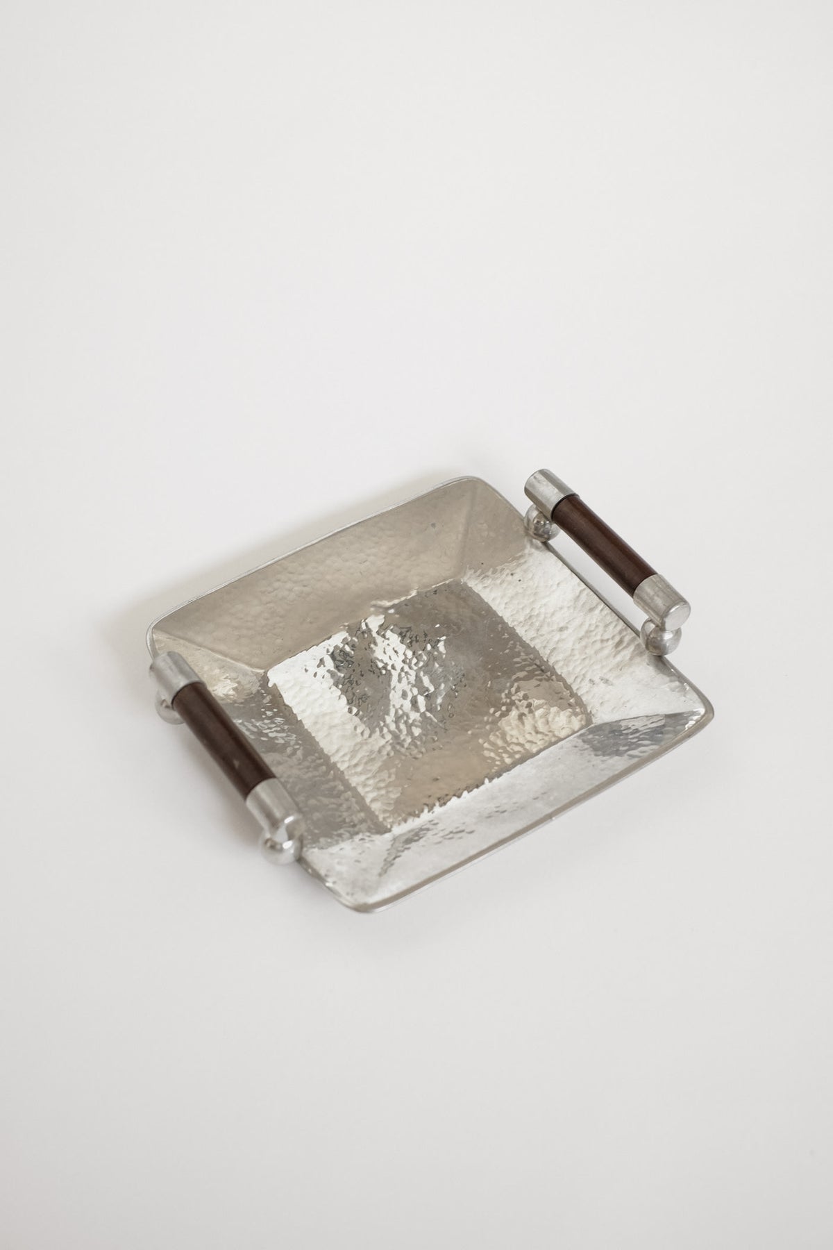 Hammered Pewter Tray with Wooden Handles by Schohaus by septembre studios | The Oblist
