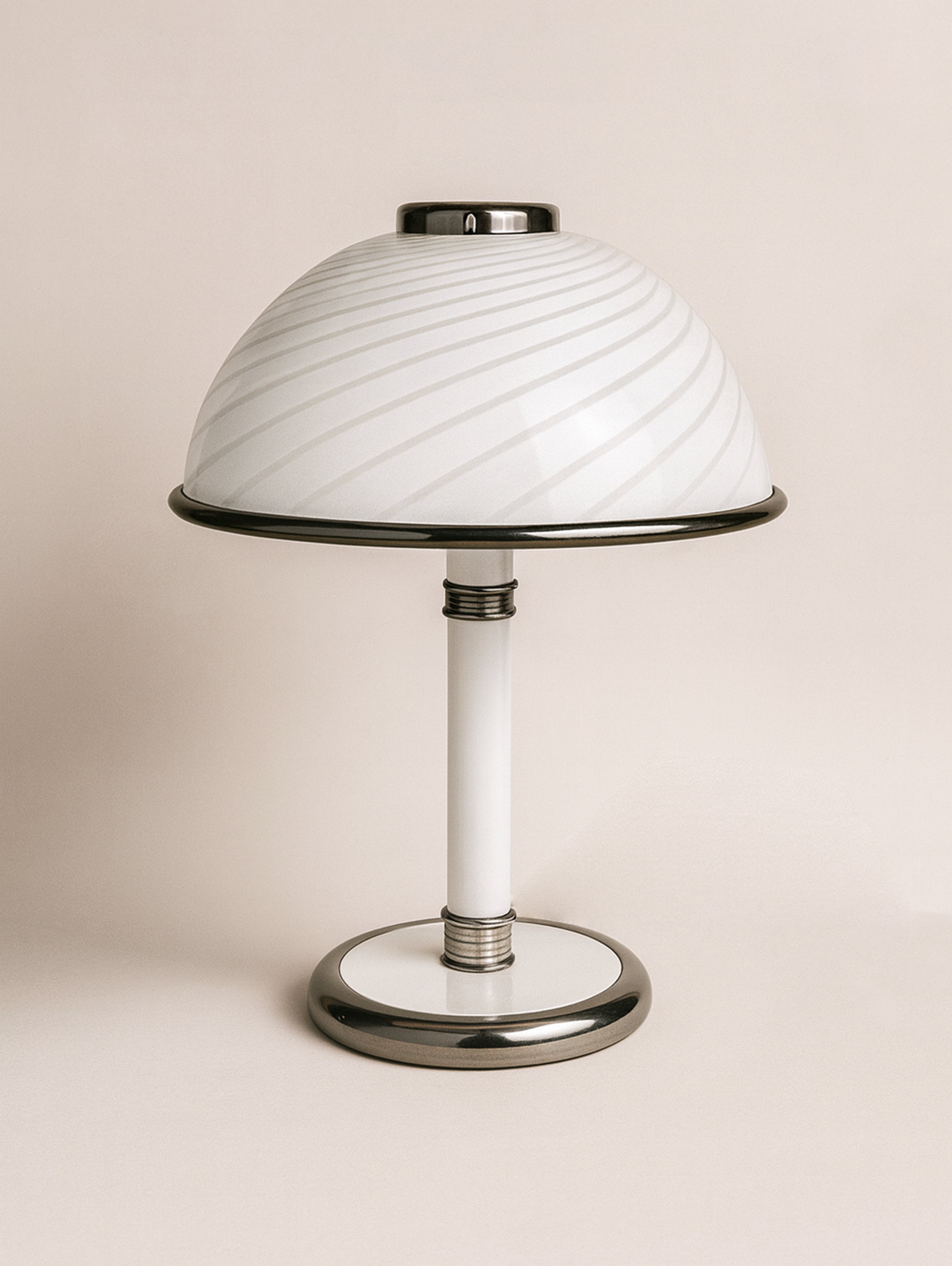 Murano Swirl Mushroom Table Lamp by F Fabbian for Mazzega 1980s
