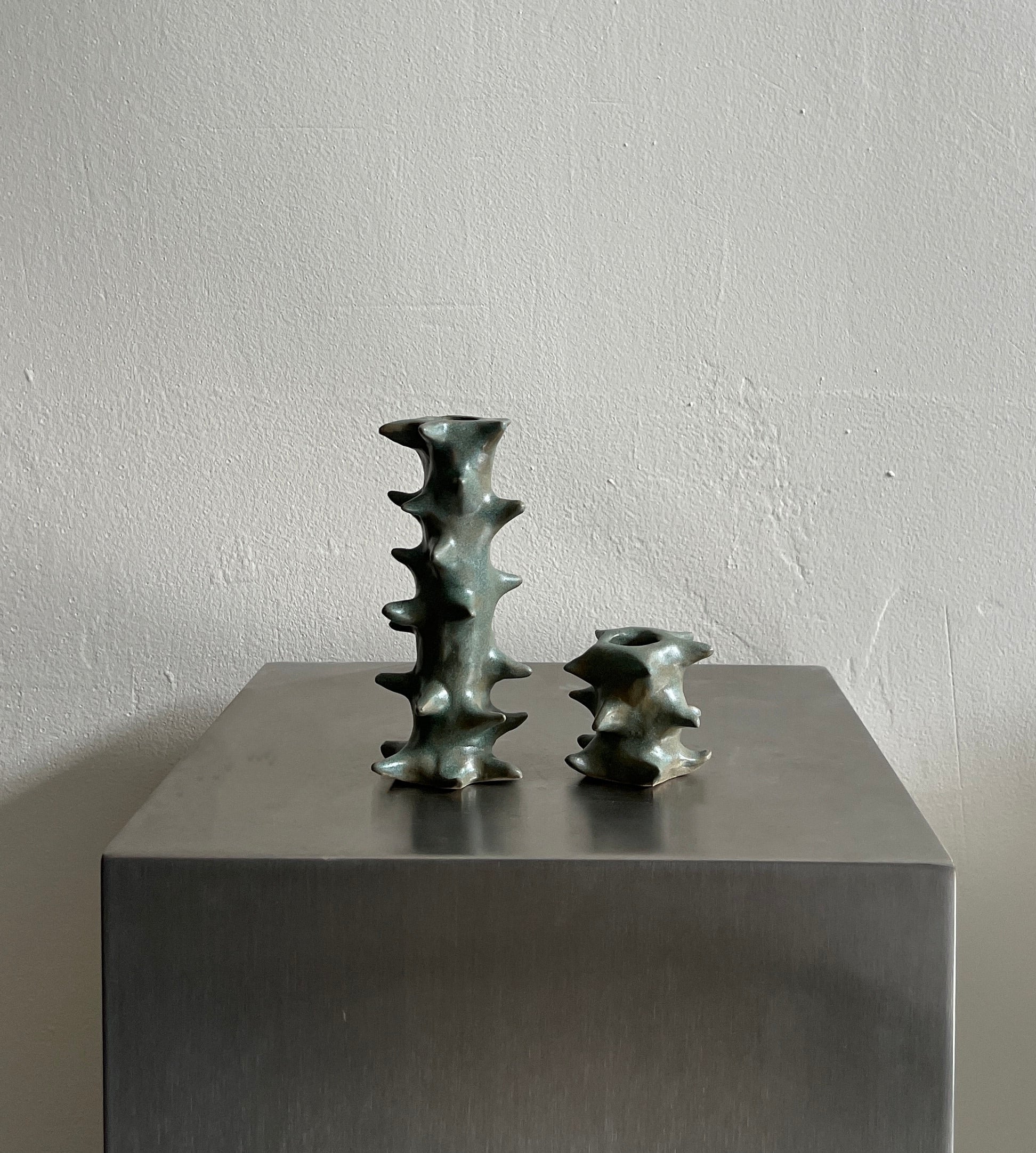 Spiky Candle Holder Green by 2222Studio | The Oblist — handcrafted ceramic, green color