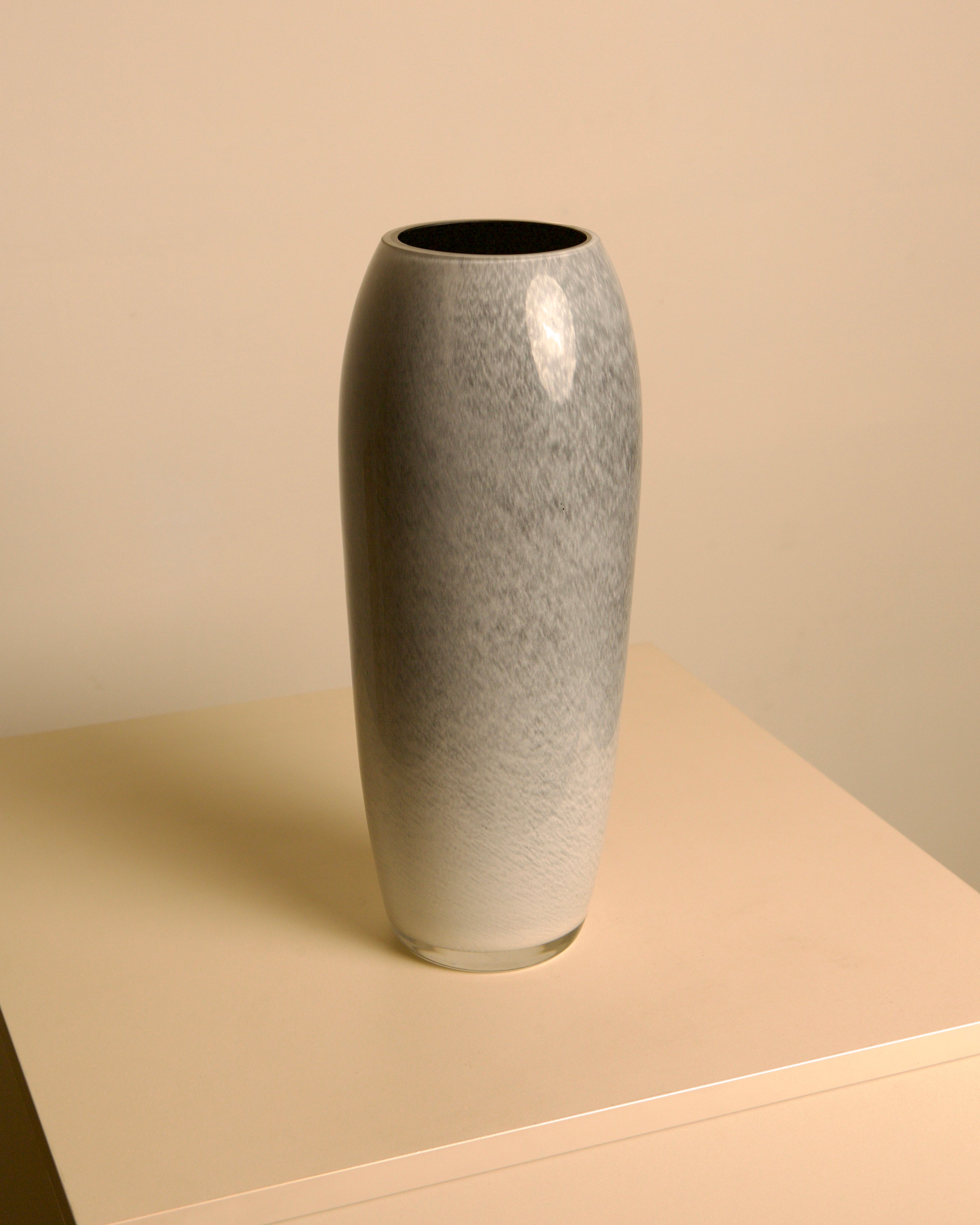 Italian Murano Glass Vase, Speckled Grey Satin Finish, 1980s — detail view