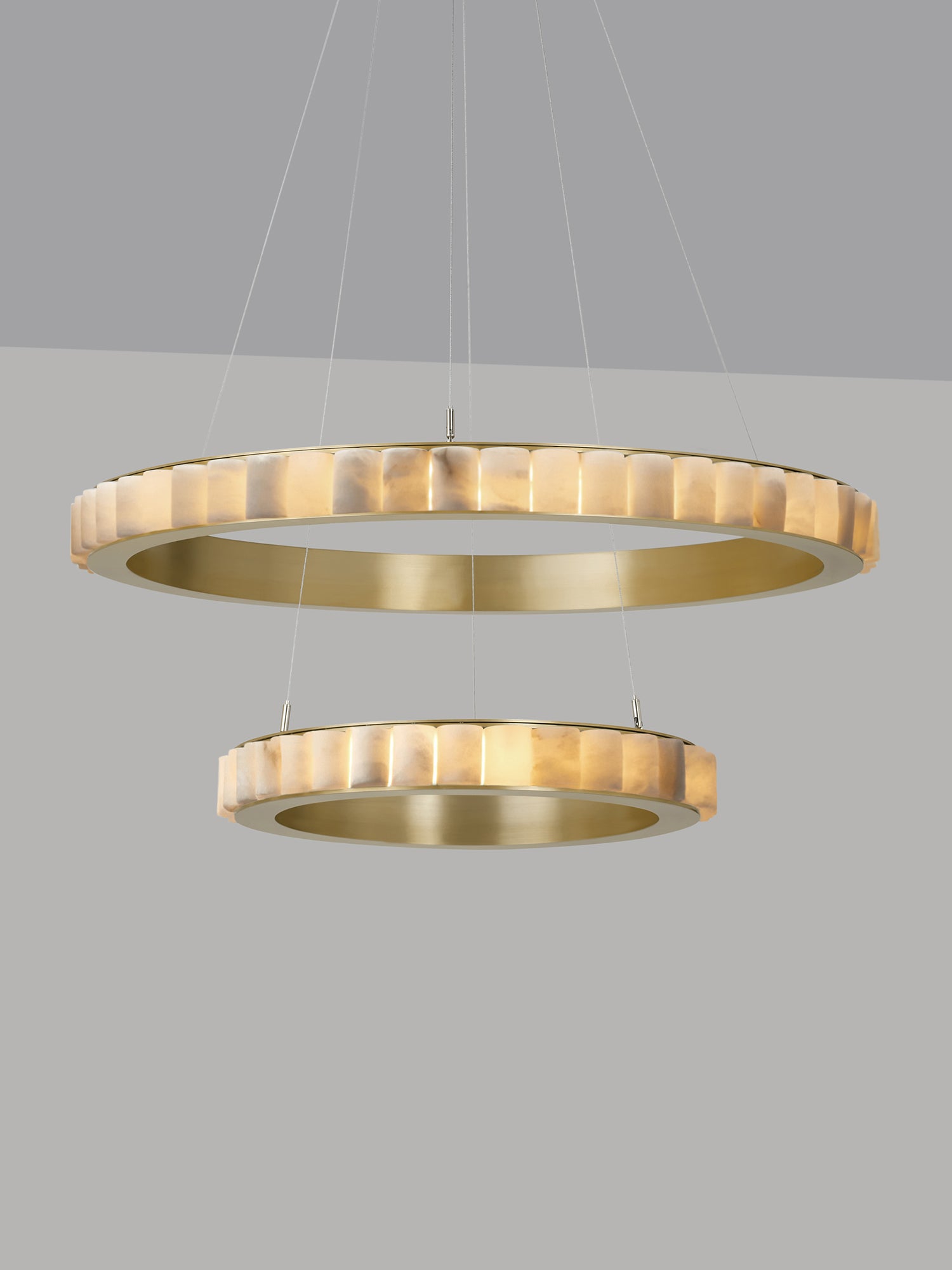 AVALON Halo Chandelier With Ceiling Rose — overhead view in modern interior setting