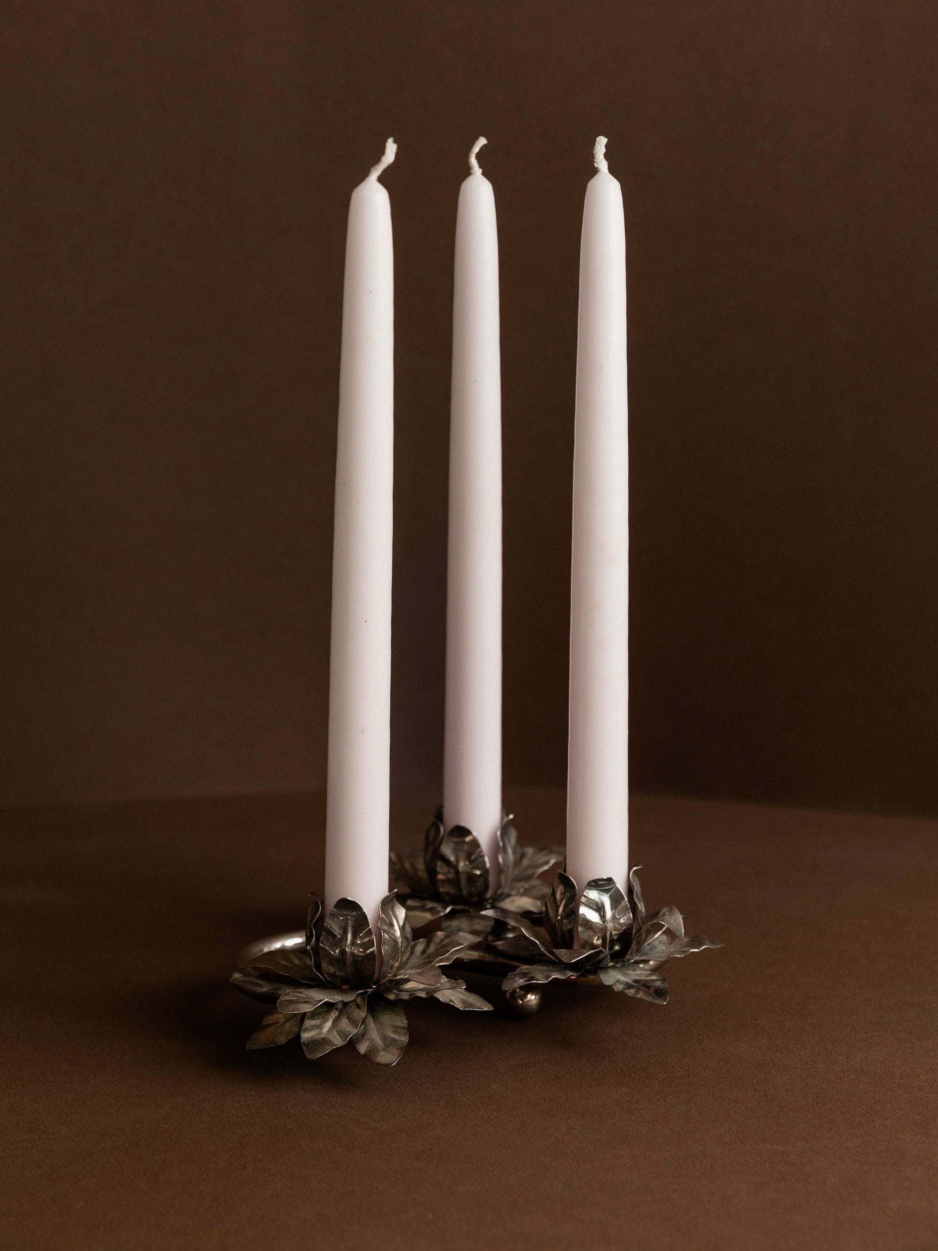 Silver Plated Vintage Candleholders by Bottega Jacobs | The Oblist — silver metal, handcrafted
