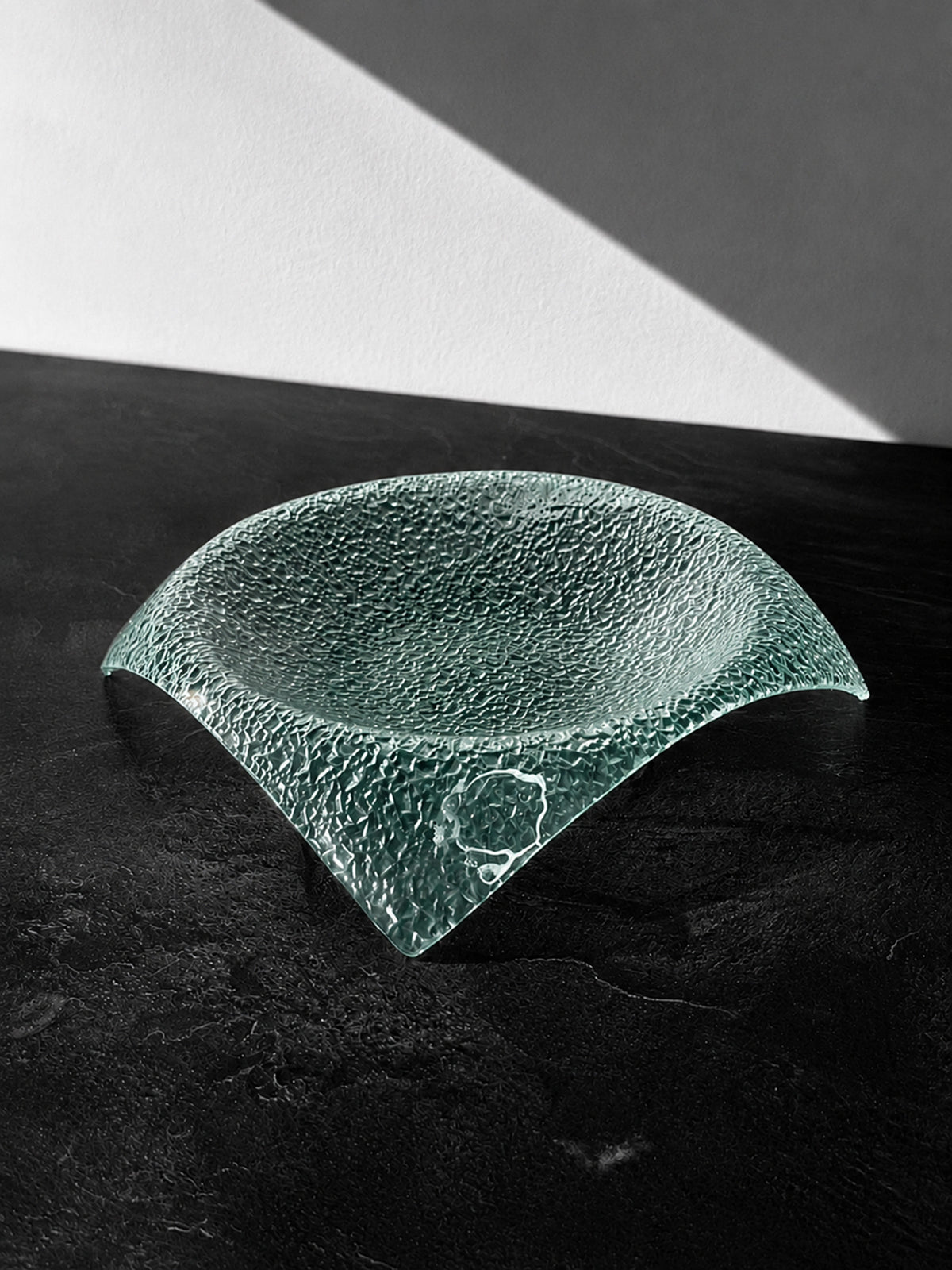 Architectural Textured Glass Centerpiece Bowl - 1990s — detail view