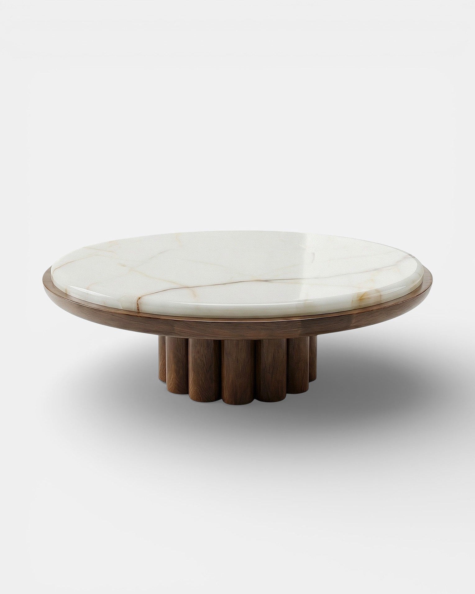 Edoni Wood and Shell Onyx Coffee Table by Marbera | The Oblist — handcrafted wood and onyx design