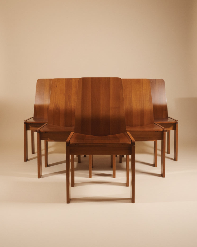 Enzo Berti Set of 6 Wood Chairs
