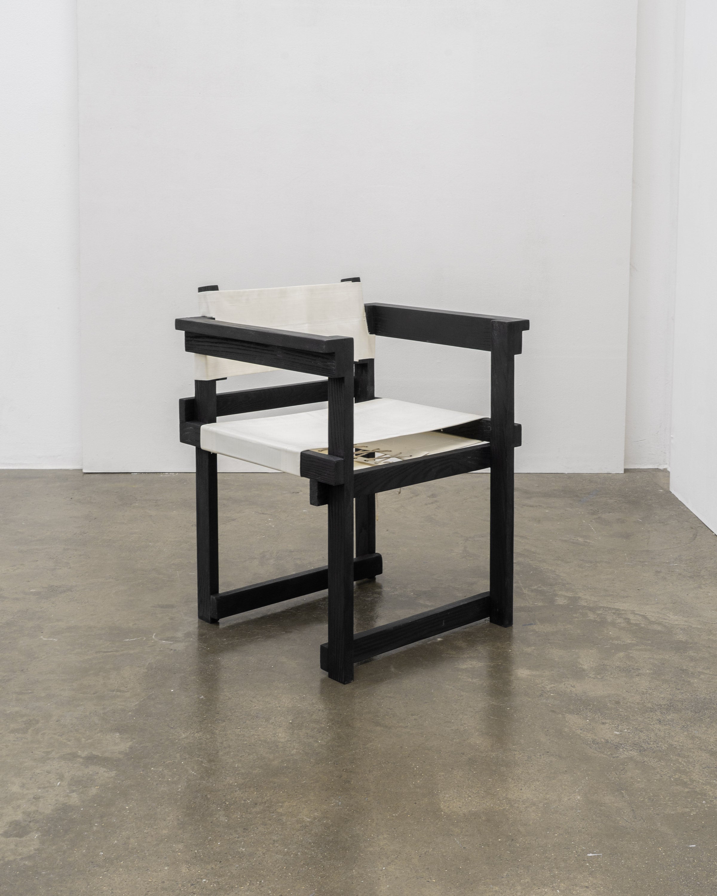 Modernist Dutch Chair after Gerrit Rietveld by Tom Bogle | The Oblist — black wood, white canvas