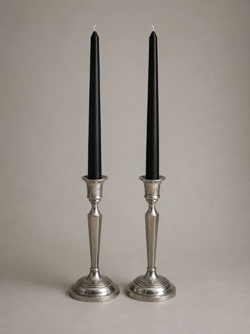 1960s German Vintage Silver-Plated Candle Holders in Metal by Blisse | The Oblist