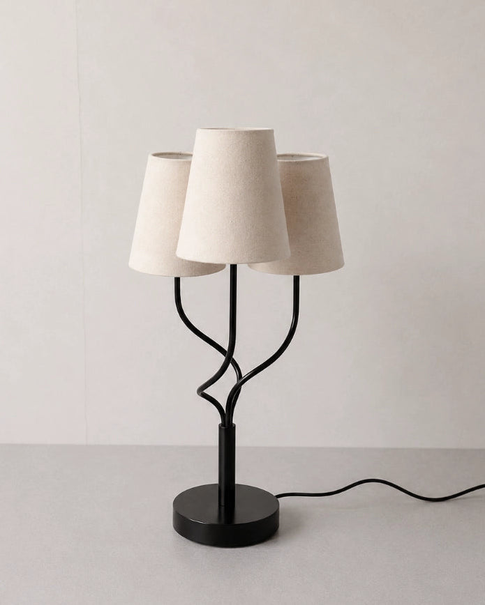 1980s Netherlands Vintage Black 3-Tier Desk Lamp — side angle