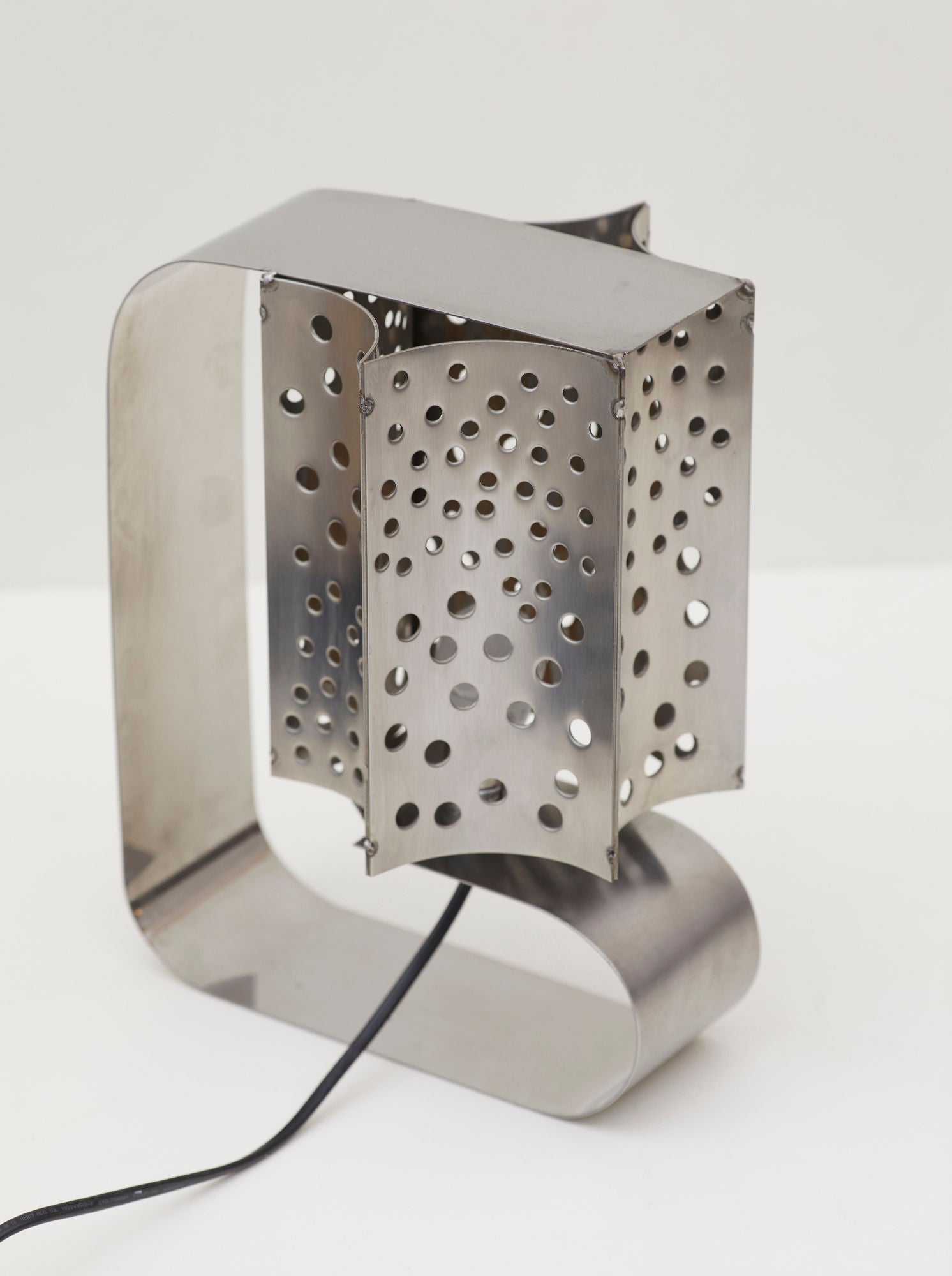One of a Kind French Artisanal Stainless Steel Table Lamp Vintage Circa 1970 by DIG IN JAPAN | The Oblist — stainless steel,