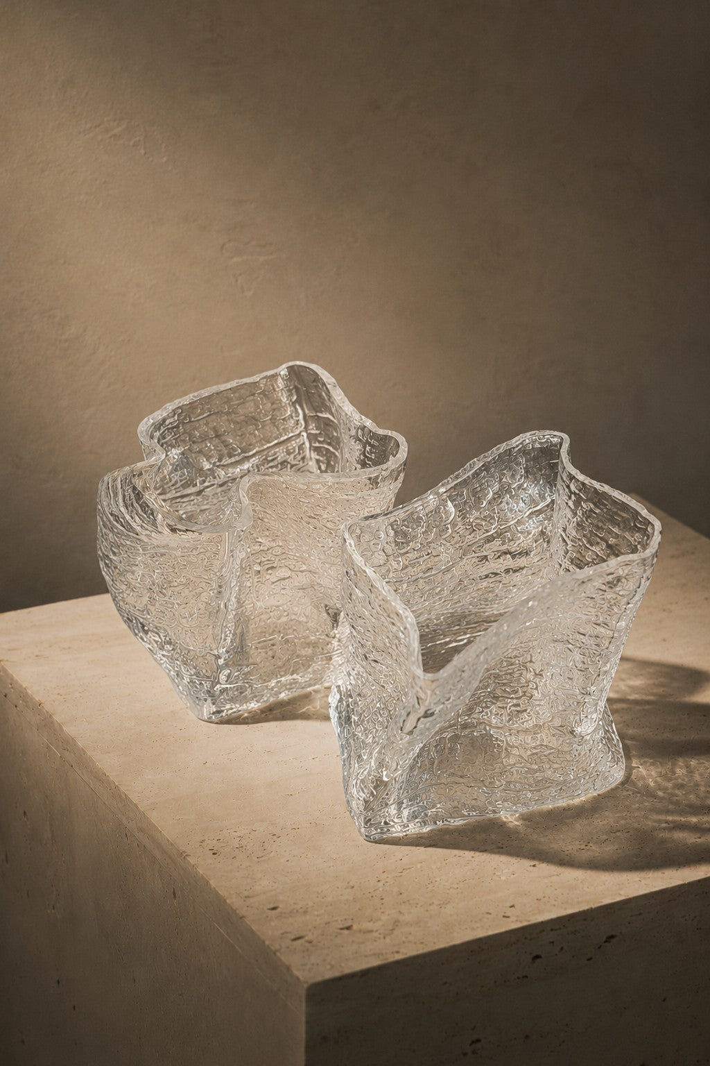 Sculptural Textured Glass Cups, Set of 2 — detail view