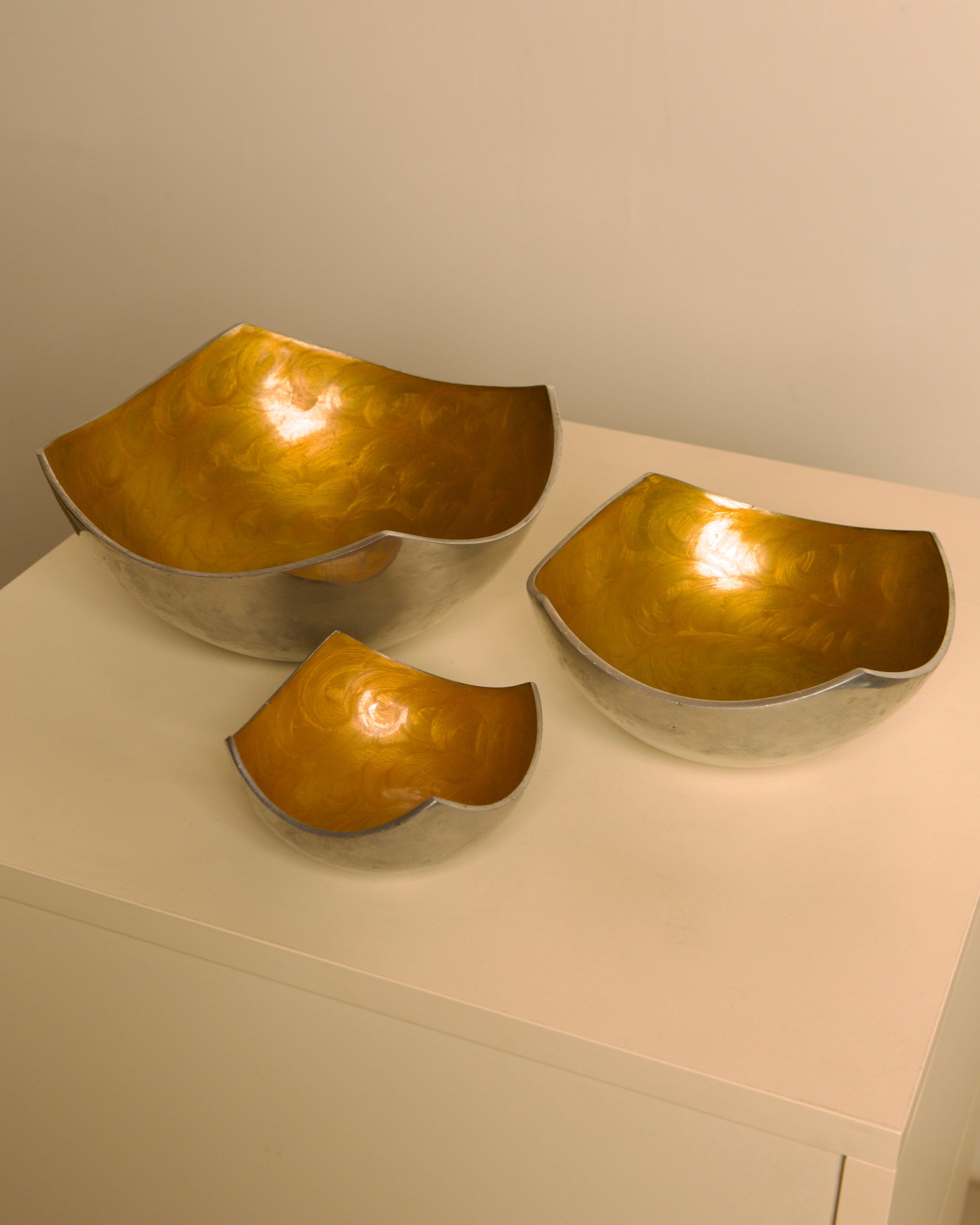 Set of 3 Brandani "Crema" Catchall Bowls, Italy, 1980s by Treaptyque | The Oblist