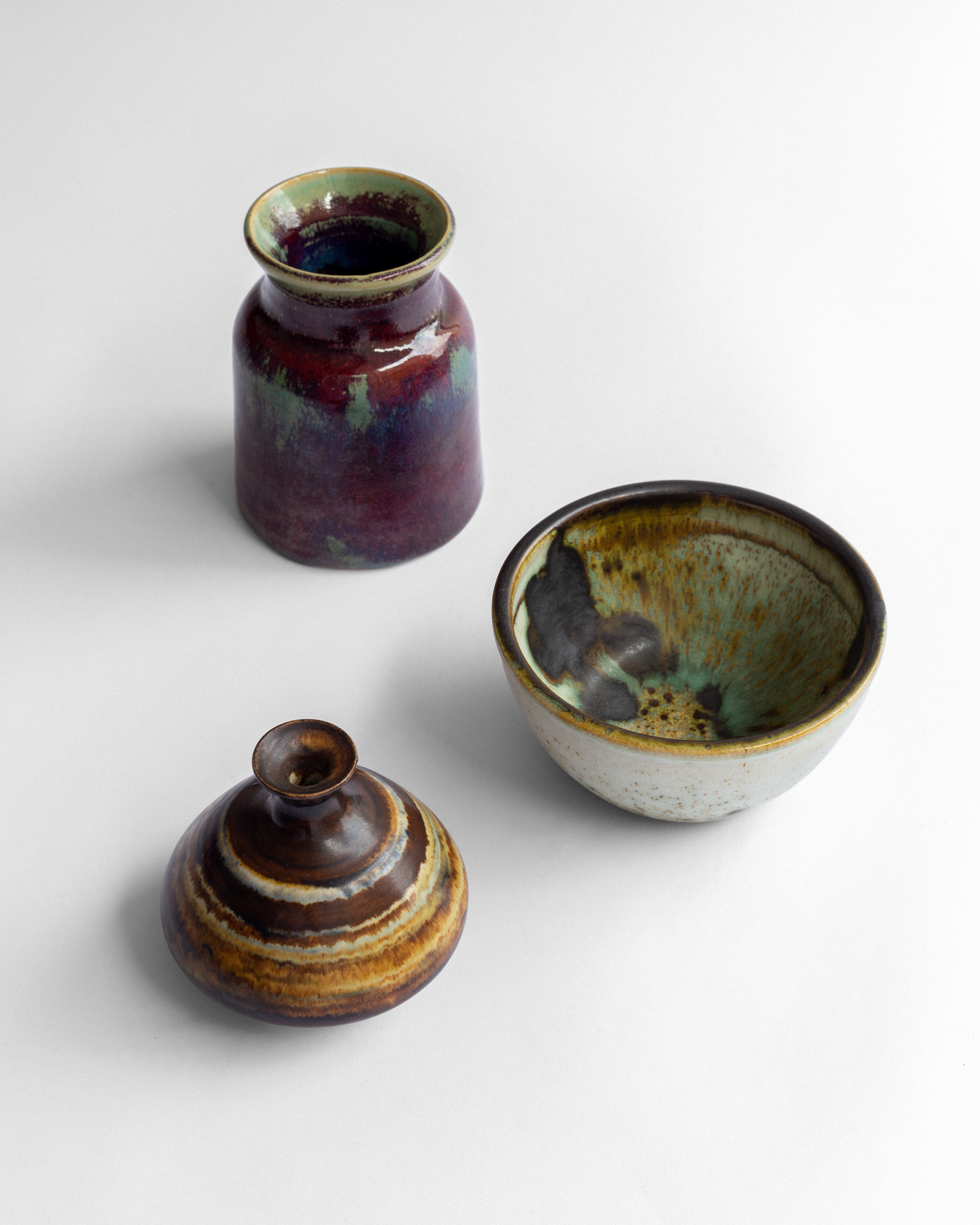 Studio Pottery Set, Höganäs, Sweden, 1970s — side angle