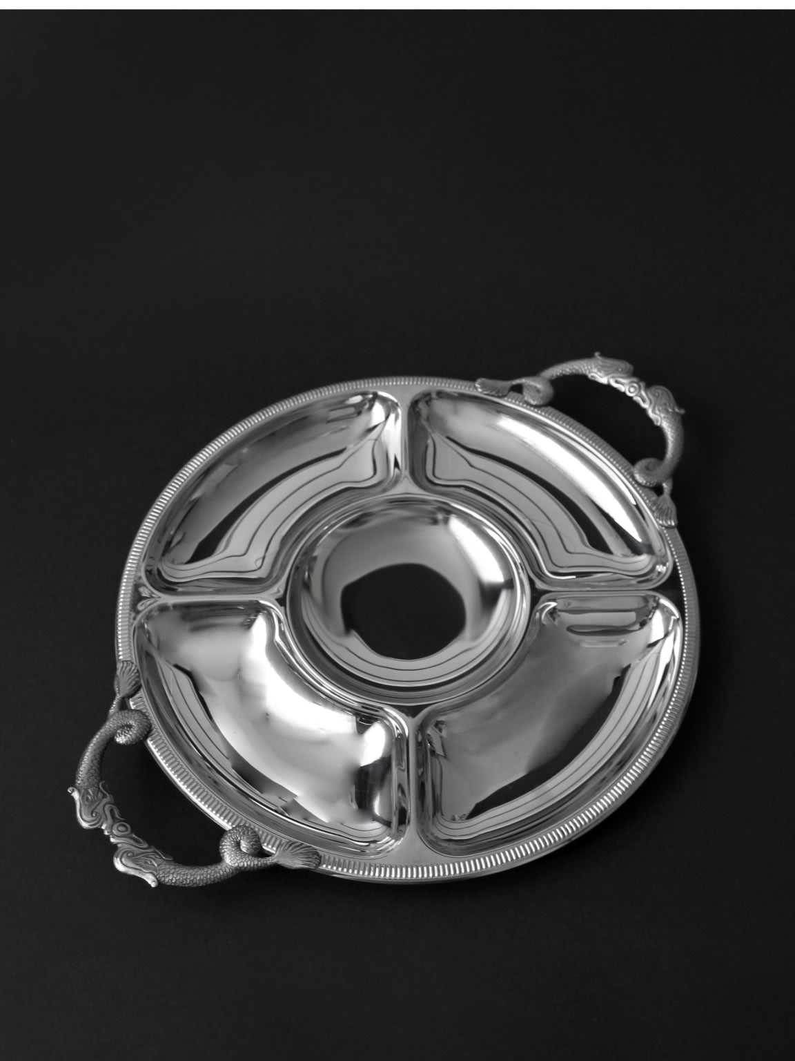 Plateau de service miroir Couzon Orfèvre, années 1970