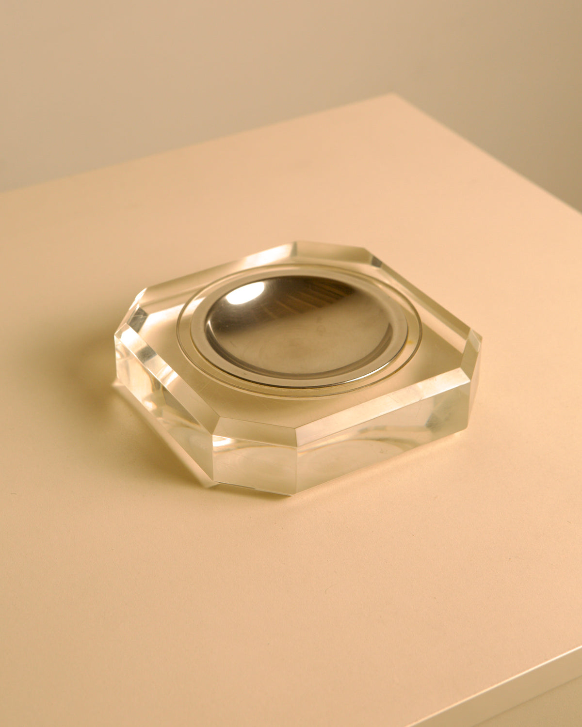 Italian octagonal metal and Lucite catch-all, 1970s by Treaptyque | The Oblist
