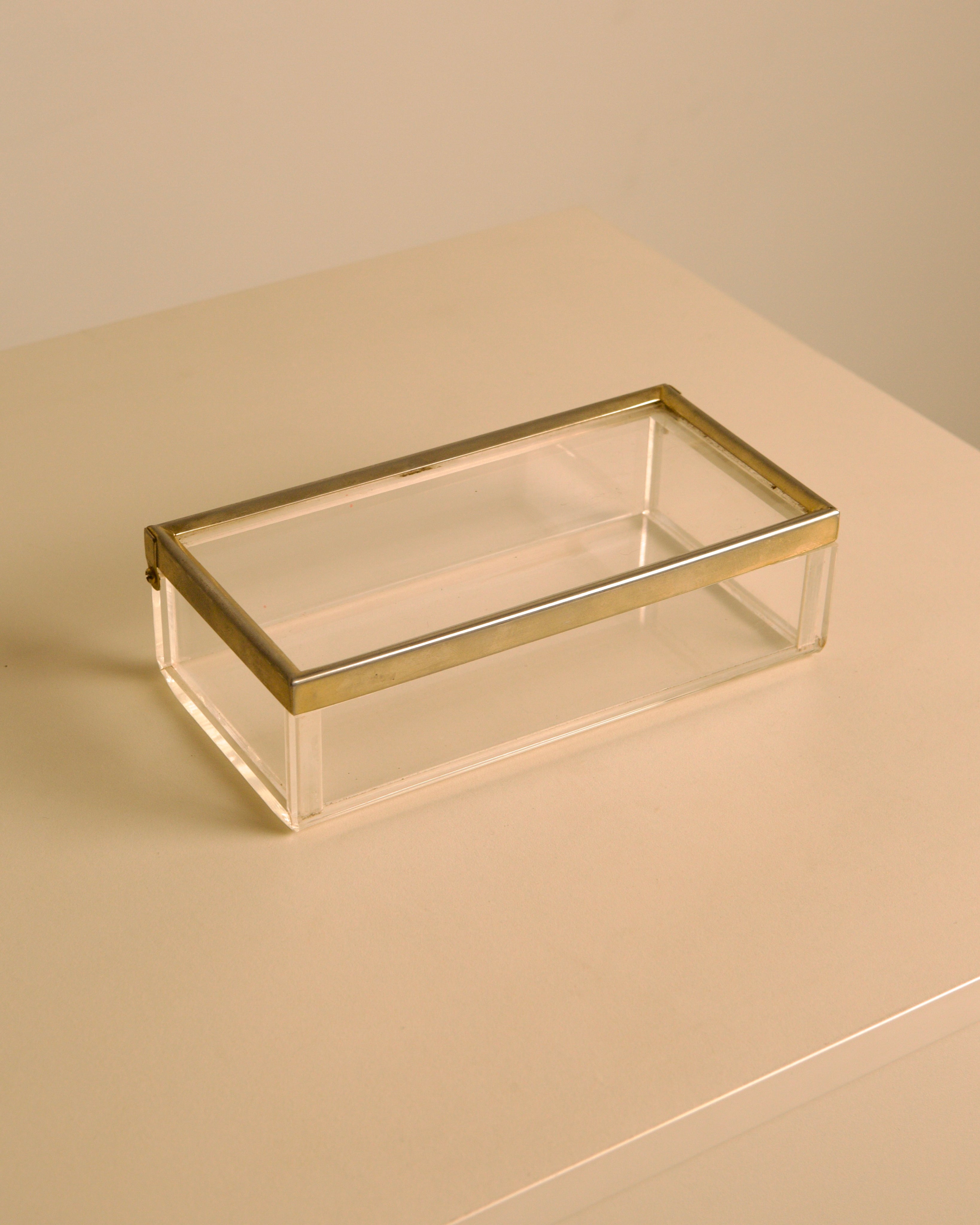 talian rectangular plexiglass box with metal trim, 1970s by Treaptyque | The Oblist