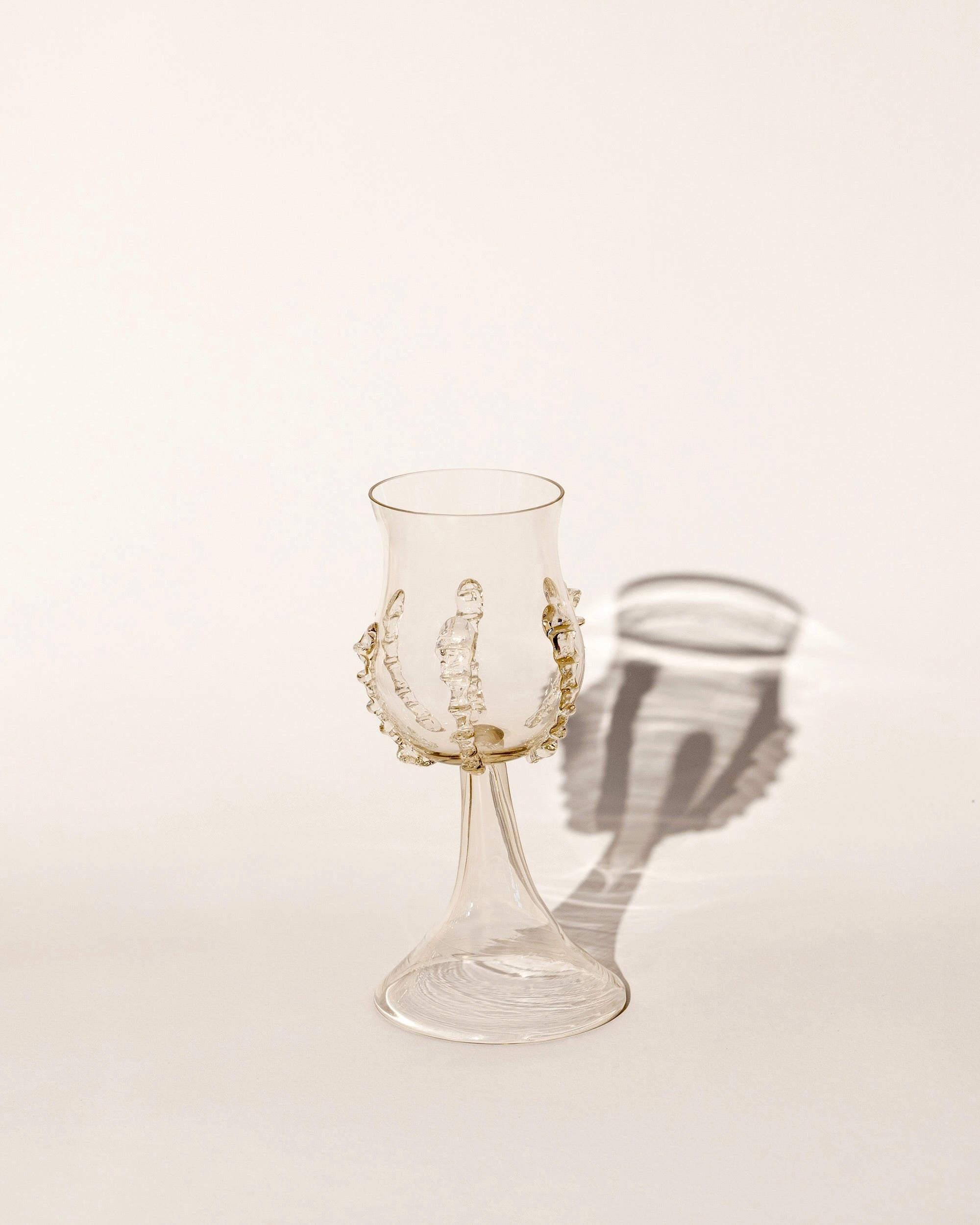 Pair of Mouthblown Wine Goblets - Ribbed