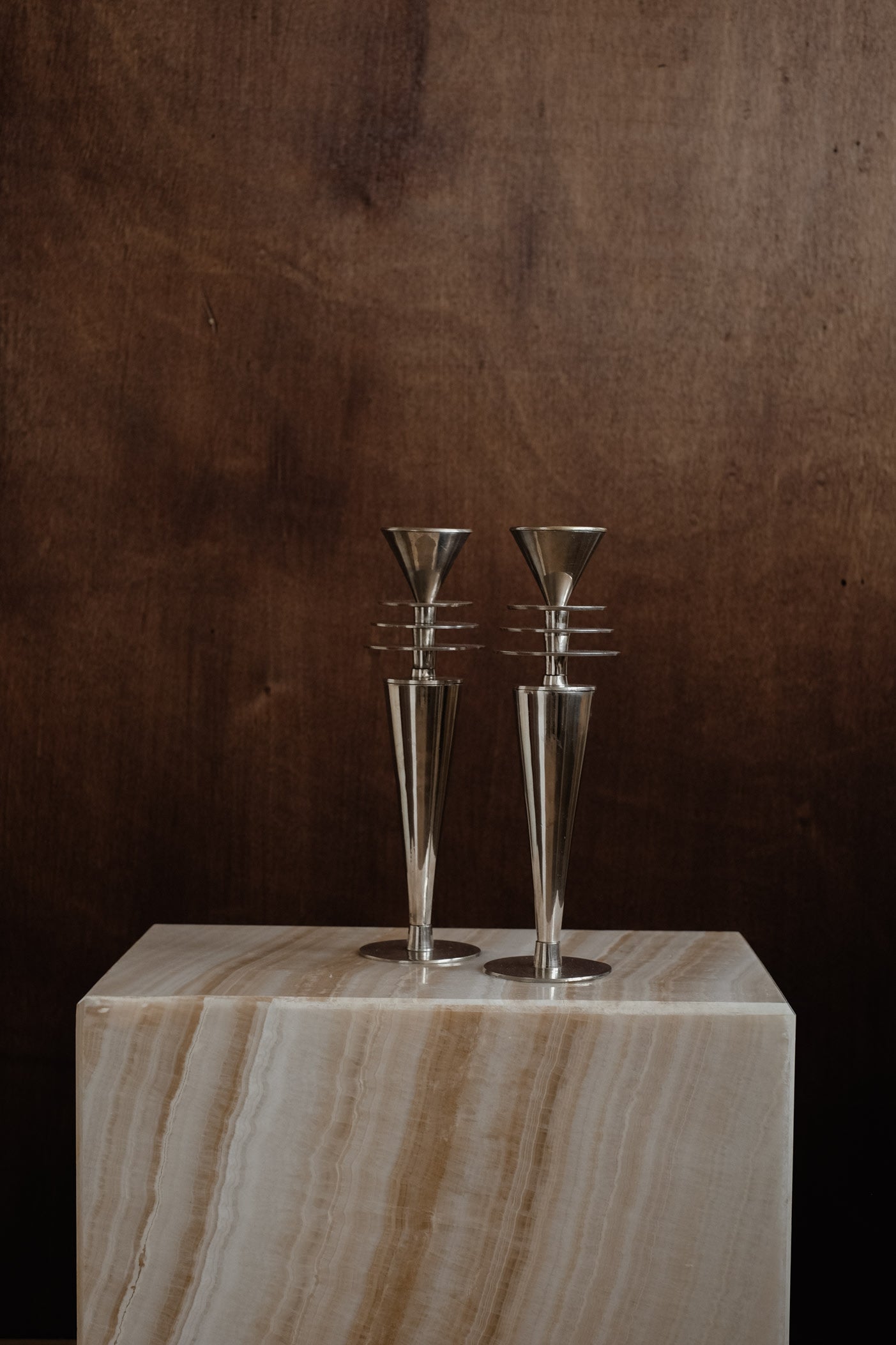 Vintage Art Deco Style Chrome Candlesticks by septembre studios | The Oblist
