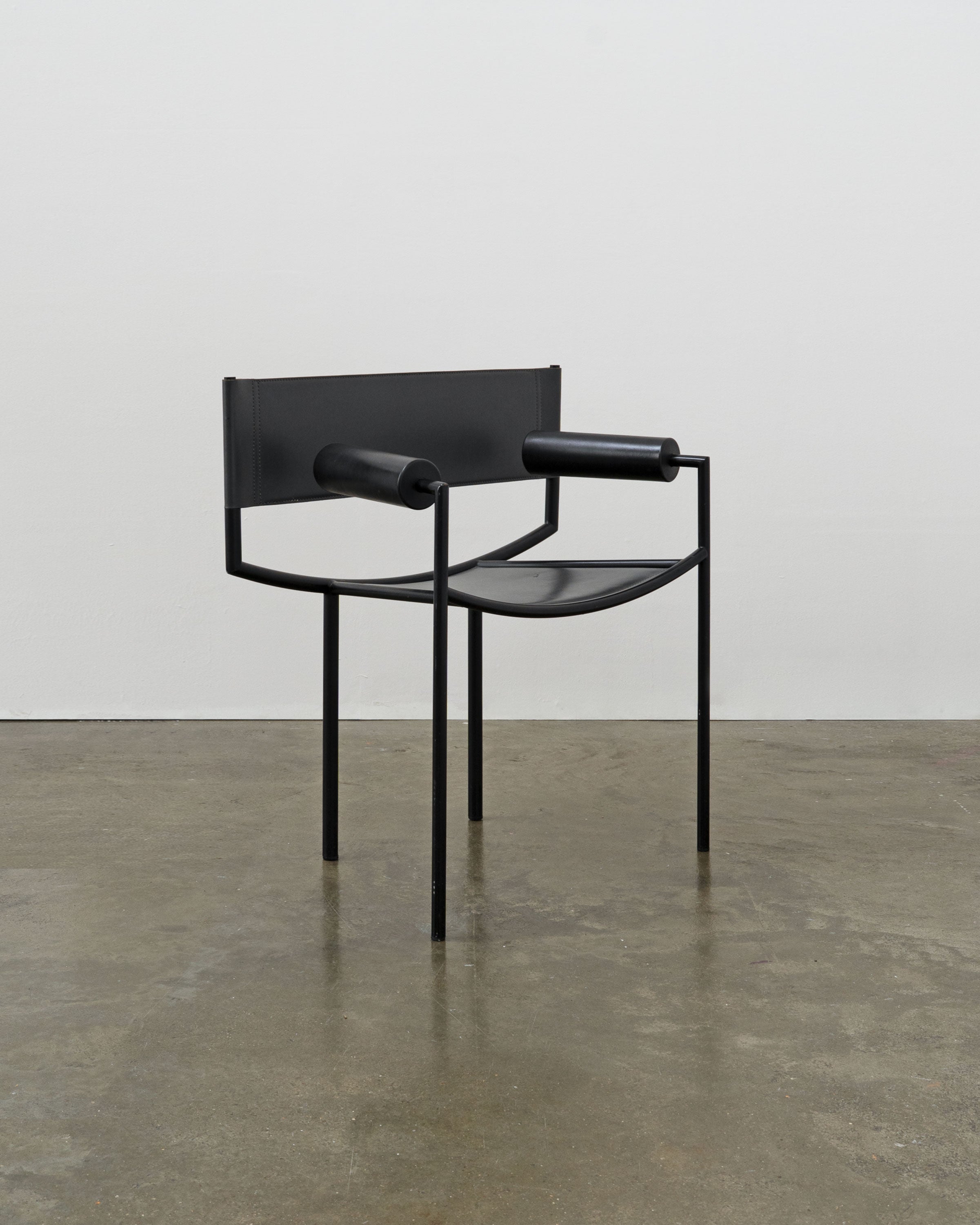 Postmodern Leather and Steel Chair, 1980s by Tom Bogle | The Oblist — black leather, modern design