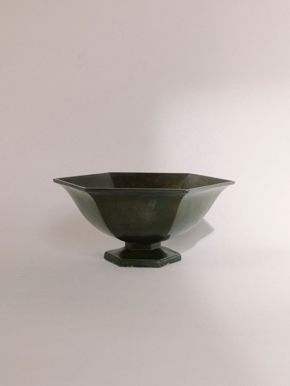 Just Andersen 166 Art Deco Disko Metal Footed Bowl - Denmark c.1930 — detail view