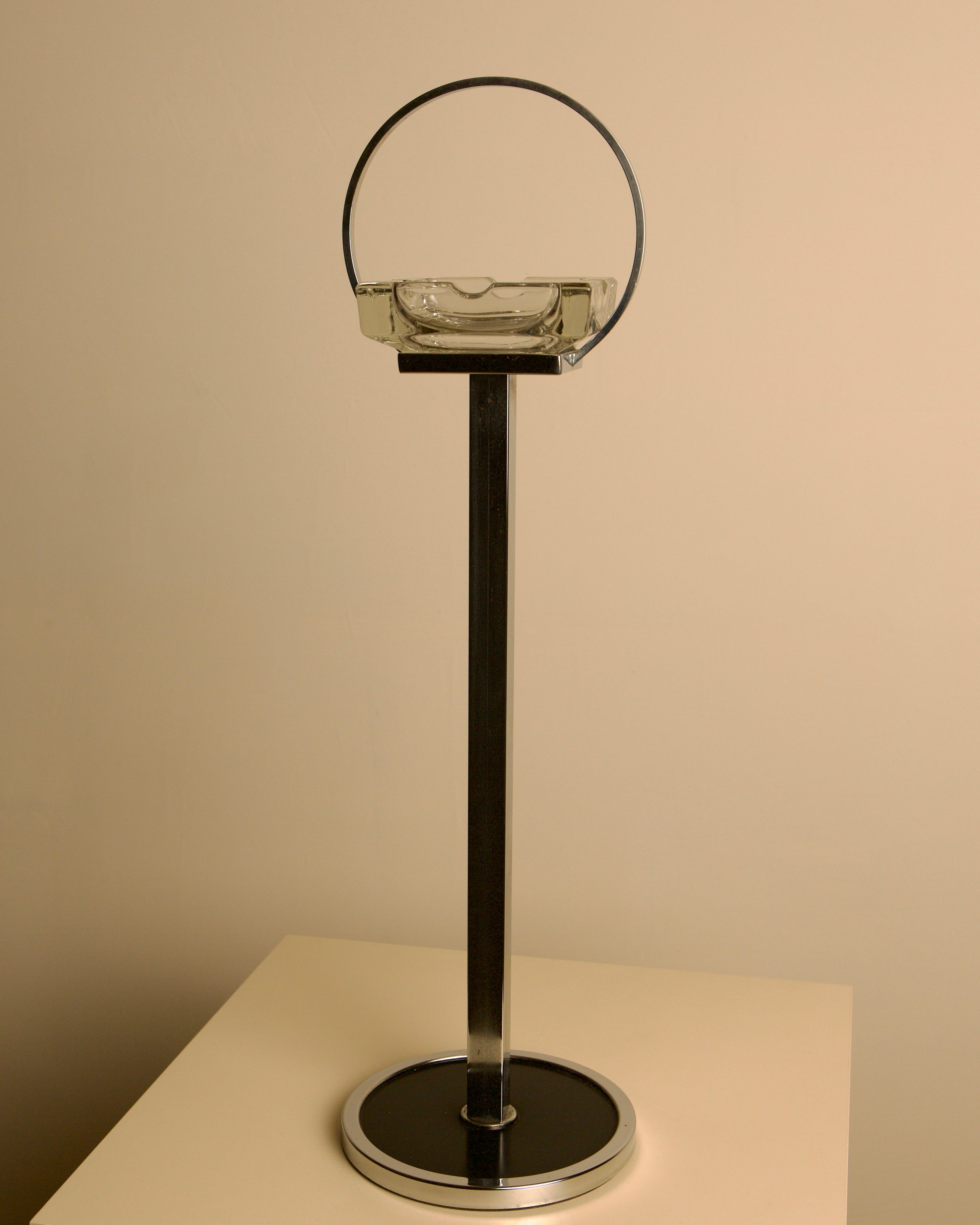 Italian Crystal Ashtray on a Chromed Metal Stand, 1950s by Treaptyque | The Oblist — vintage crystal and chrome design
