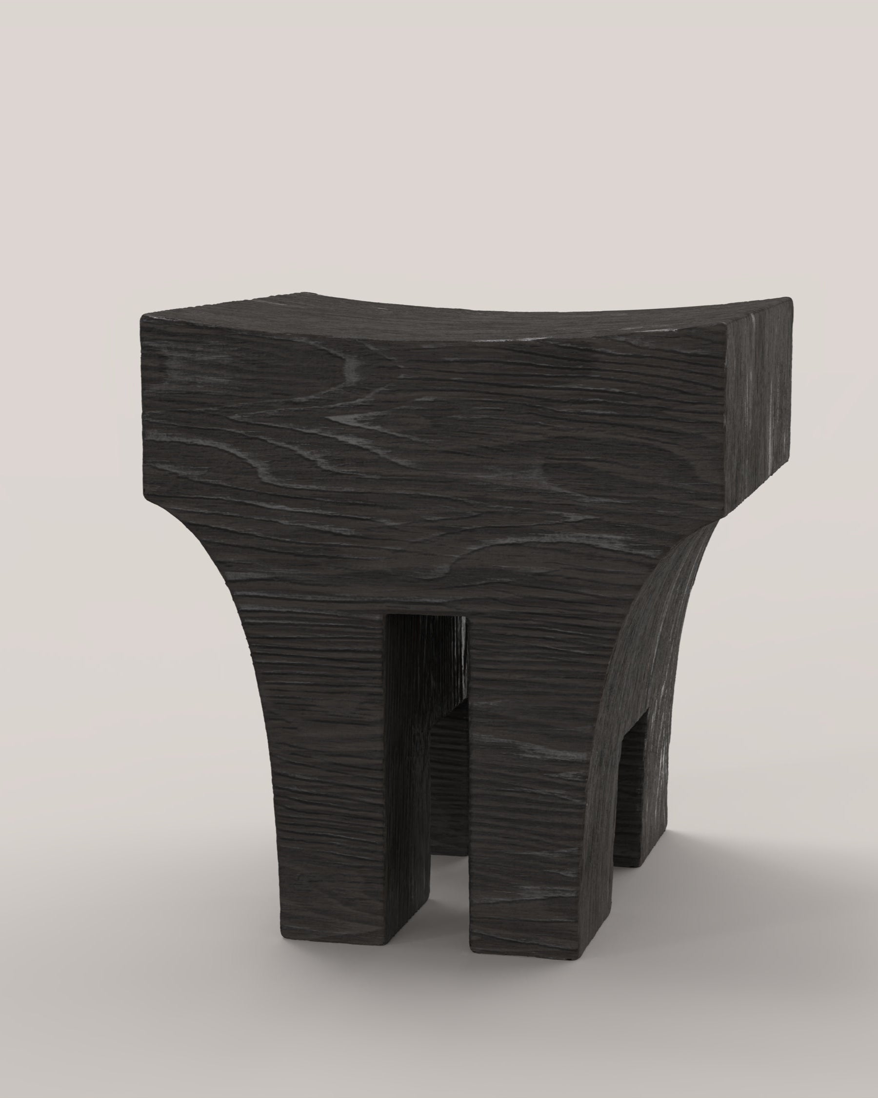 MHONO V1 Stool in Charred Solid Wood